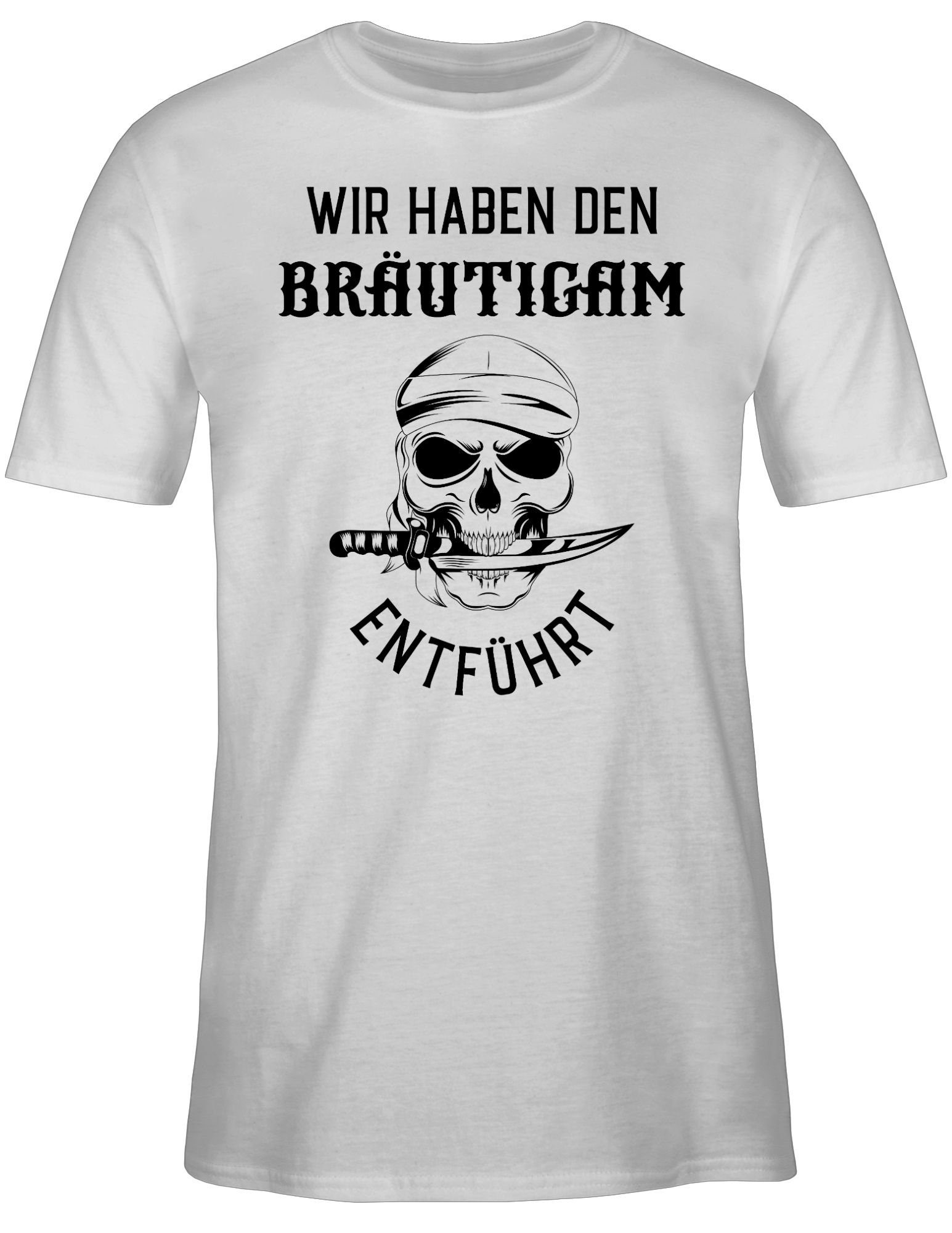 JGA Weiß Piratenkopf Shirtracer entführt haben den Männer T-Shirt Bräutigam Wir 02
