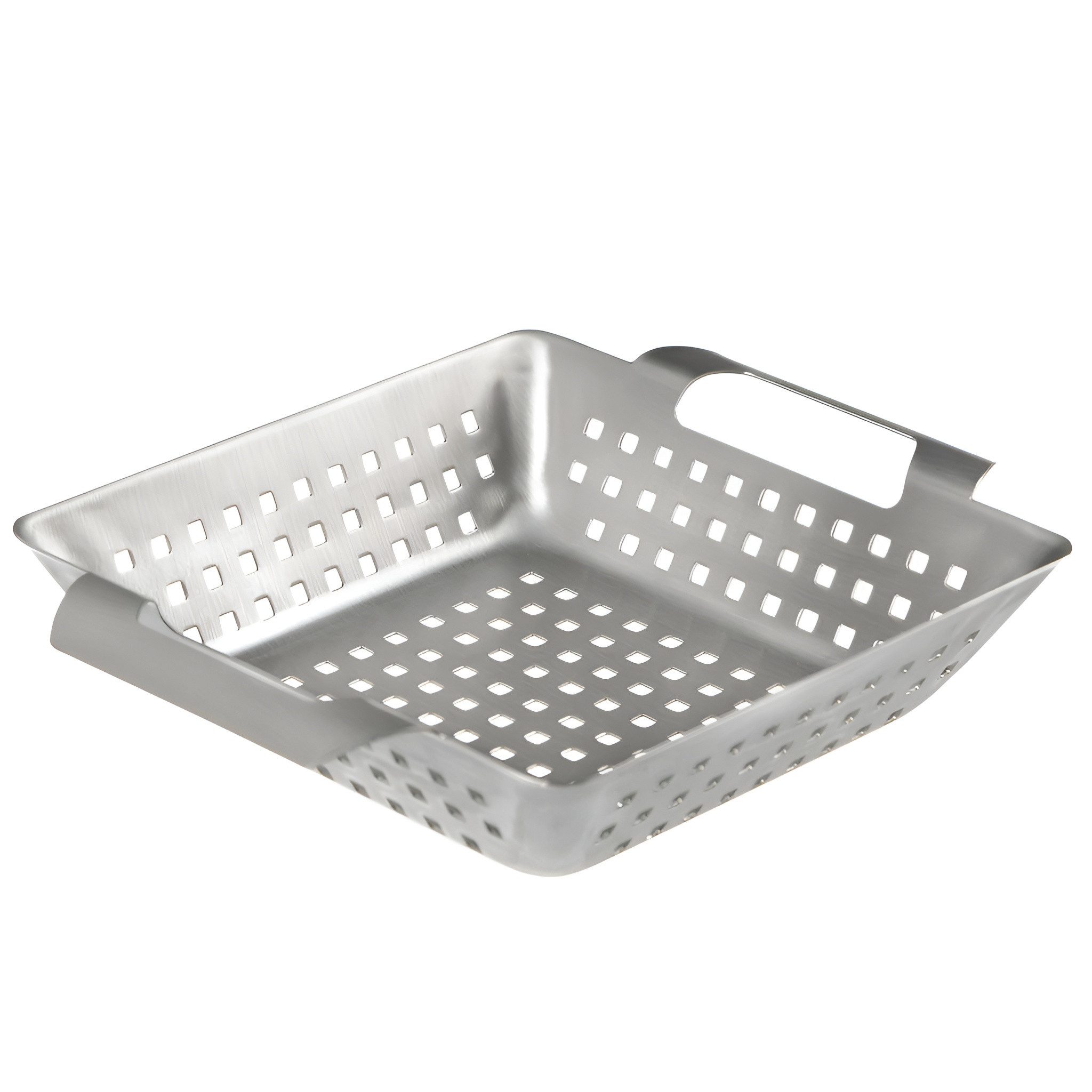 OUTMARK Grillschale Grillkorb für Grillgemüse, Pilze, Fisch, Vegetarisch, Fleisch, 21 x 22 x 5,5cm, Spülmaschinengeeignet aus Edelstahl