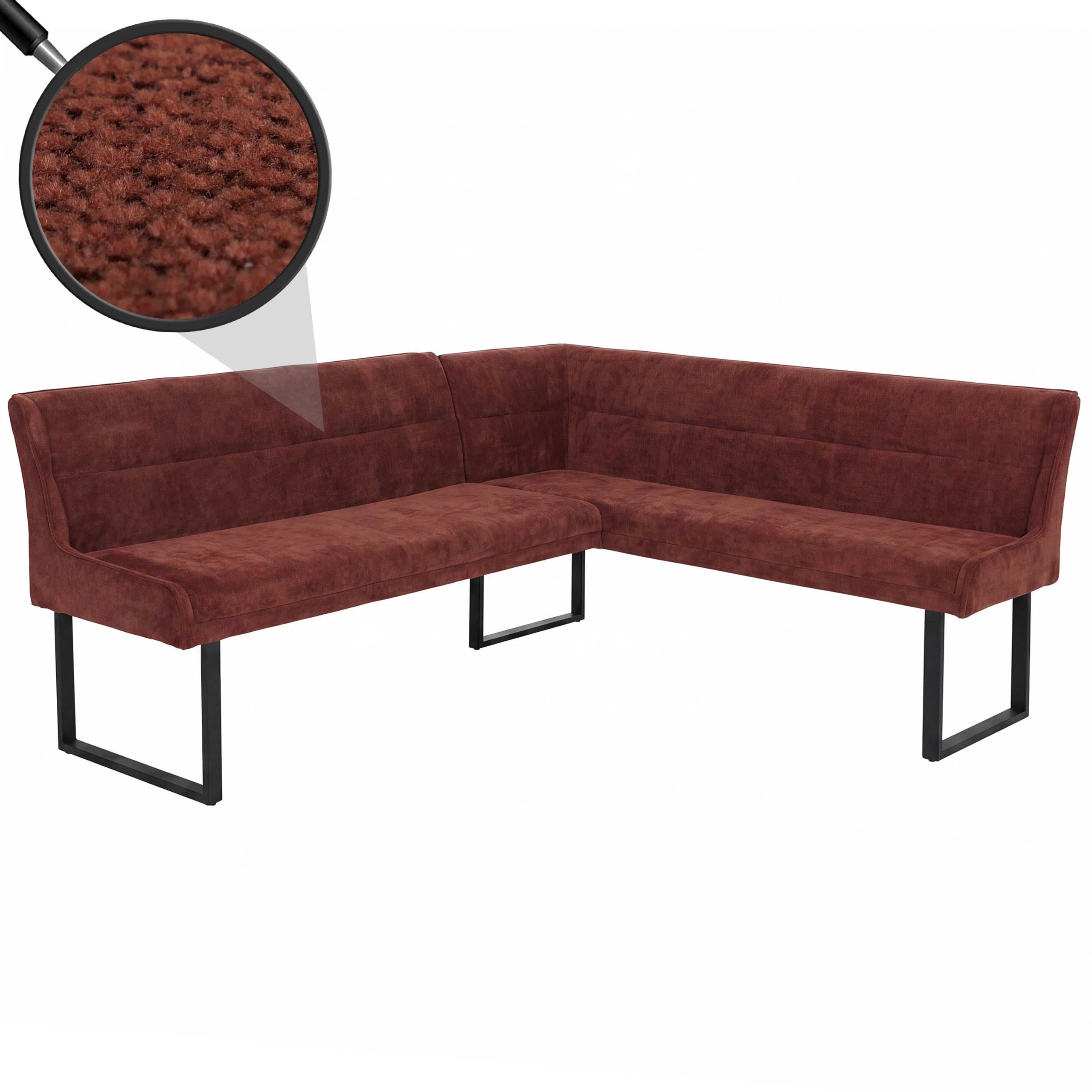 MCW Eckbank MCW-O81-210, Dekorative Ziernaht, Mit höhenverstellbaren Fußbodenschonern