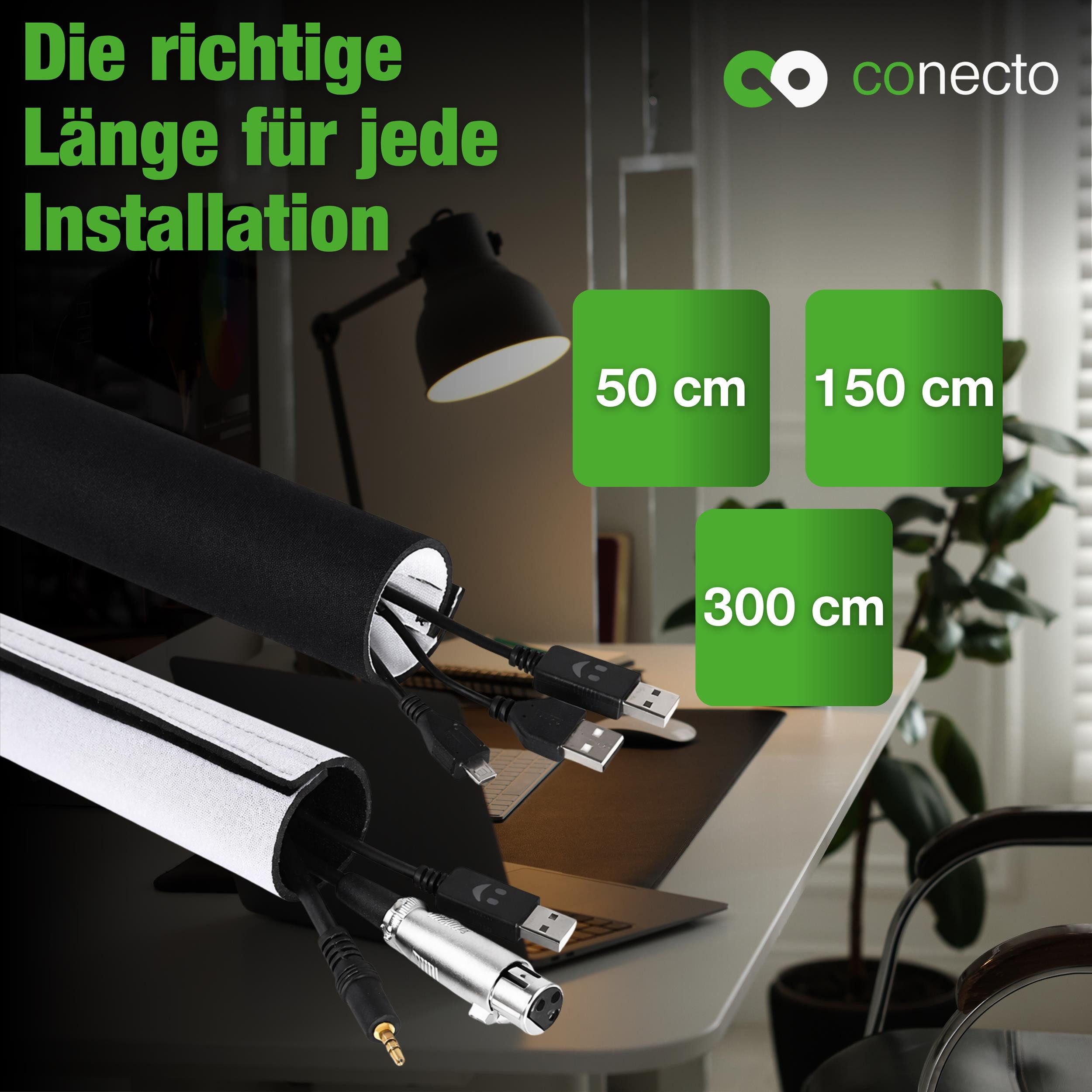 conecto Geflechtschlauch conecto Neopren Kabelschlauch mit Klettverschluss universell Kabelkana – Bild 4 von 4