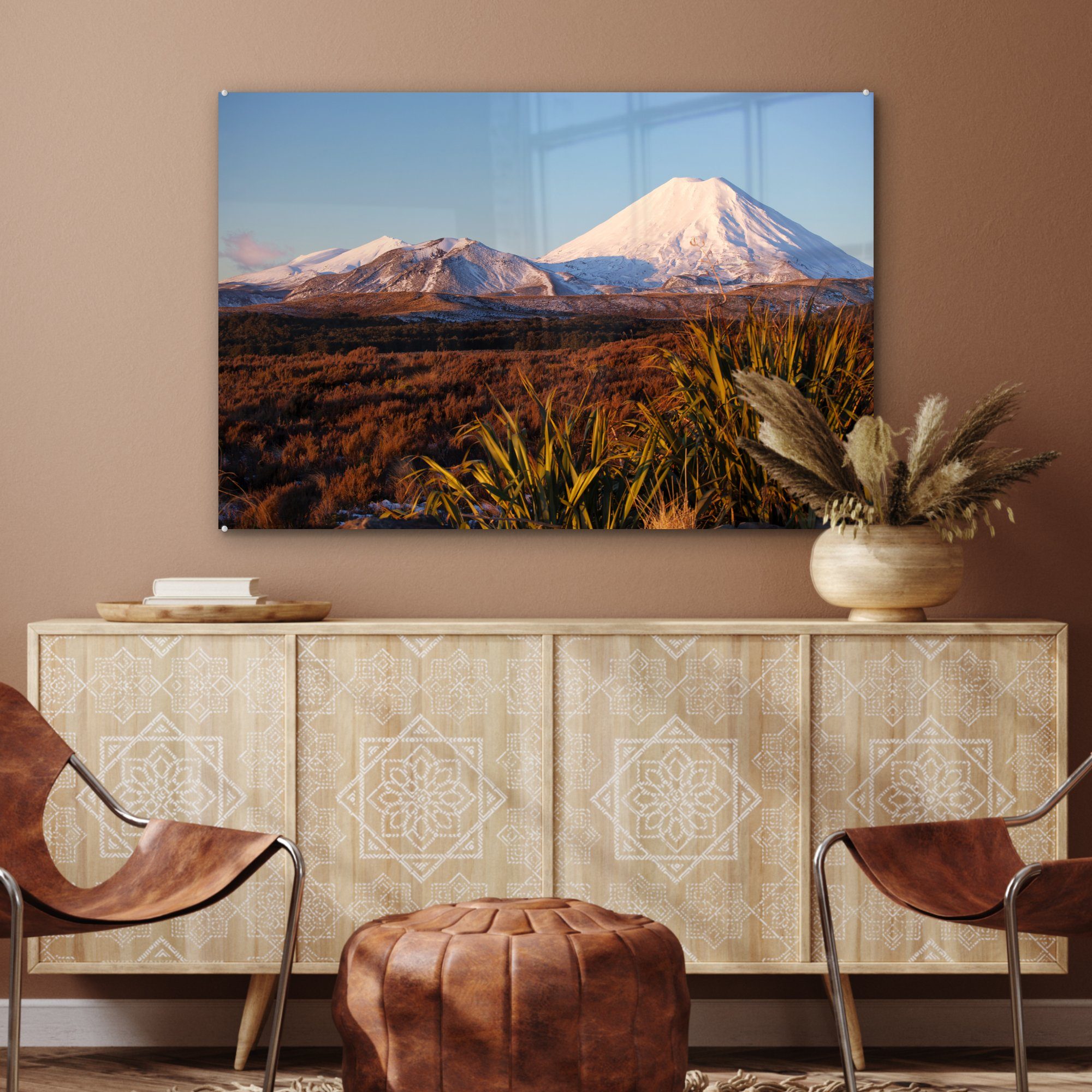 & Acrylglasbild Vulkan Wohnzimmer MuchoWow in Schlafzimmer Acrylglasbilder Tongariro-Nationalpark im Neuseeland, (1 St),