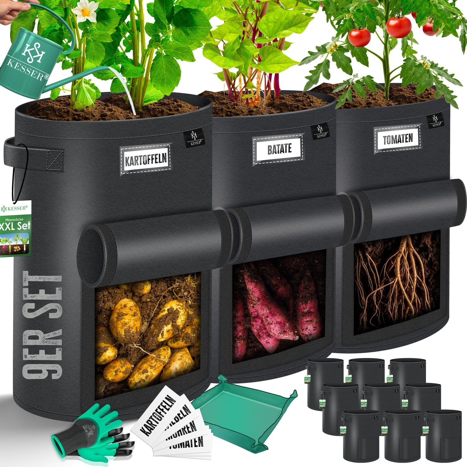 KESSER Pflanzkübel 9er-Set – XXL Pflanzsack für Kartoffeln & Gemüse (9 St), günstig online kaufen