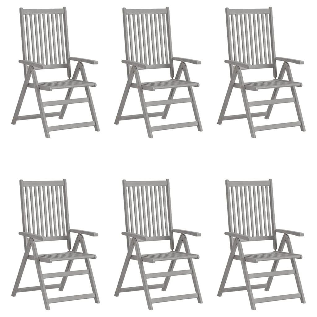 furnicato Gartenstuhl Verstellbare Gartenstühle 6 Massivholz Akazie Stk. mit Auflagen