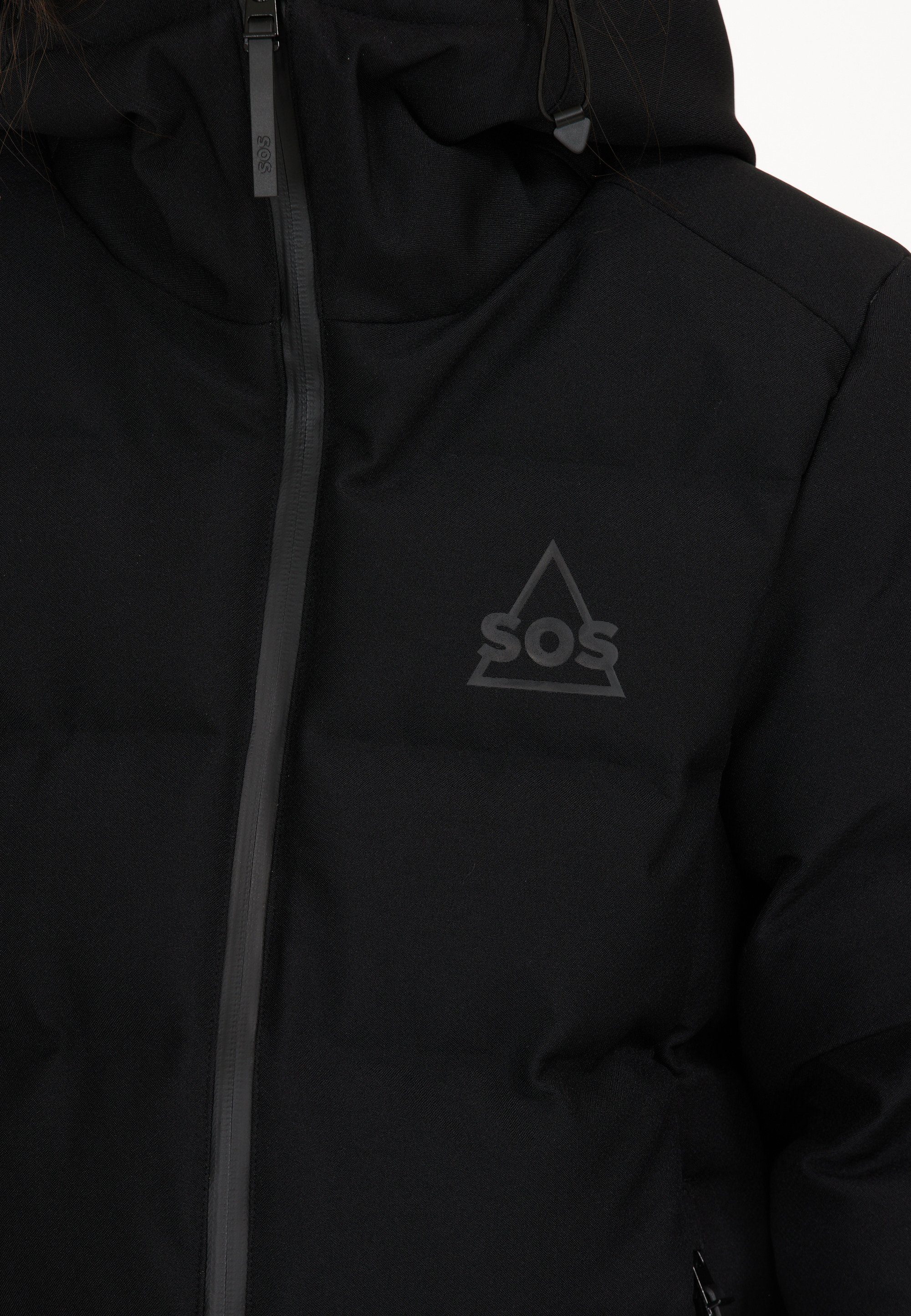 Skijacke Membran schwarz mit Zermatt wasserabweisender SOS
