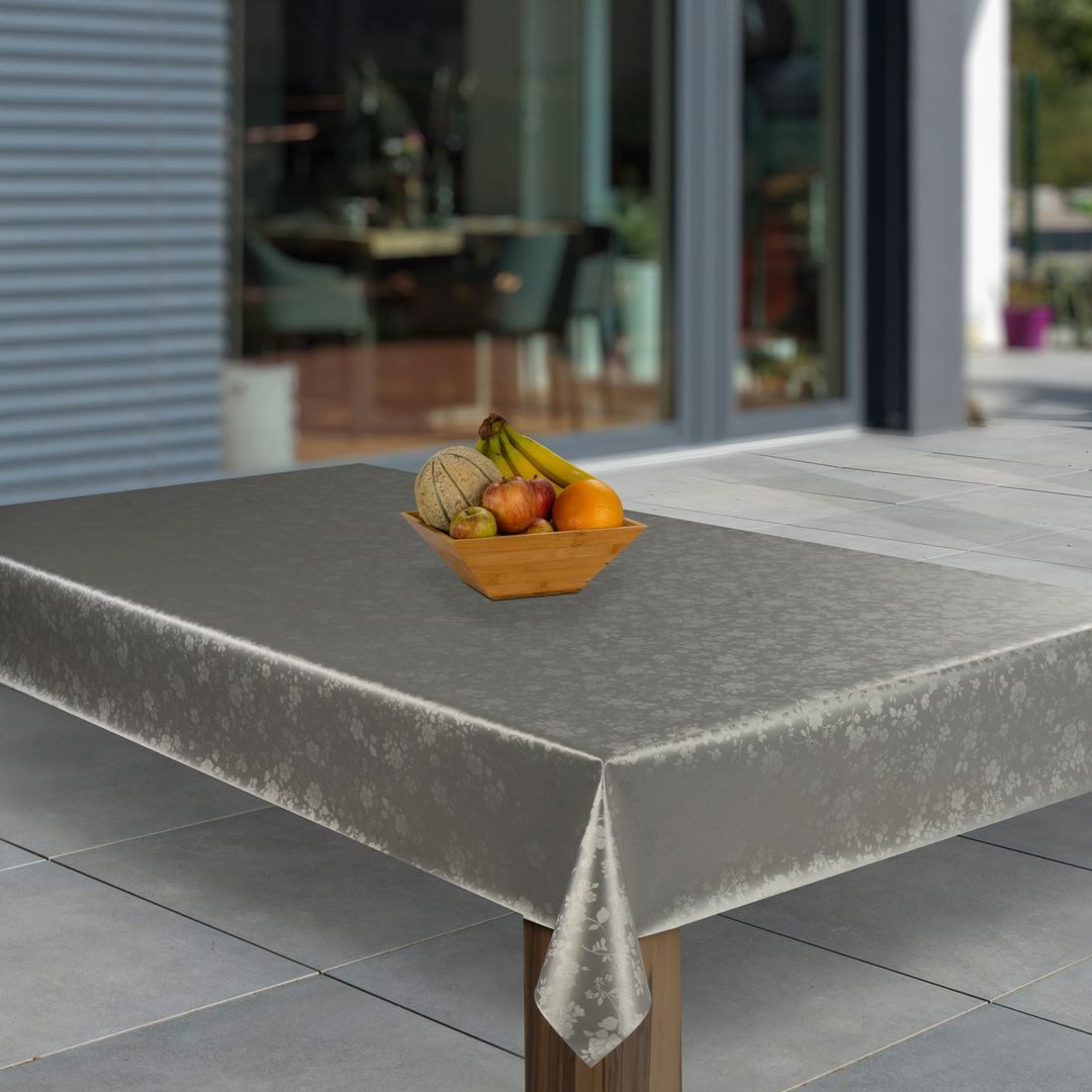 laro Tischdecke Wachstuch-Tischdecken Abwaschbar Silber Metallic Blumen rechteckig