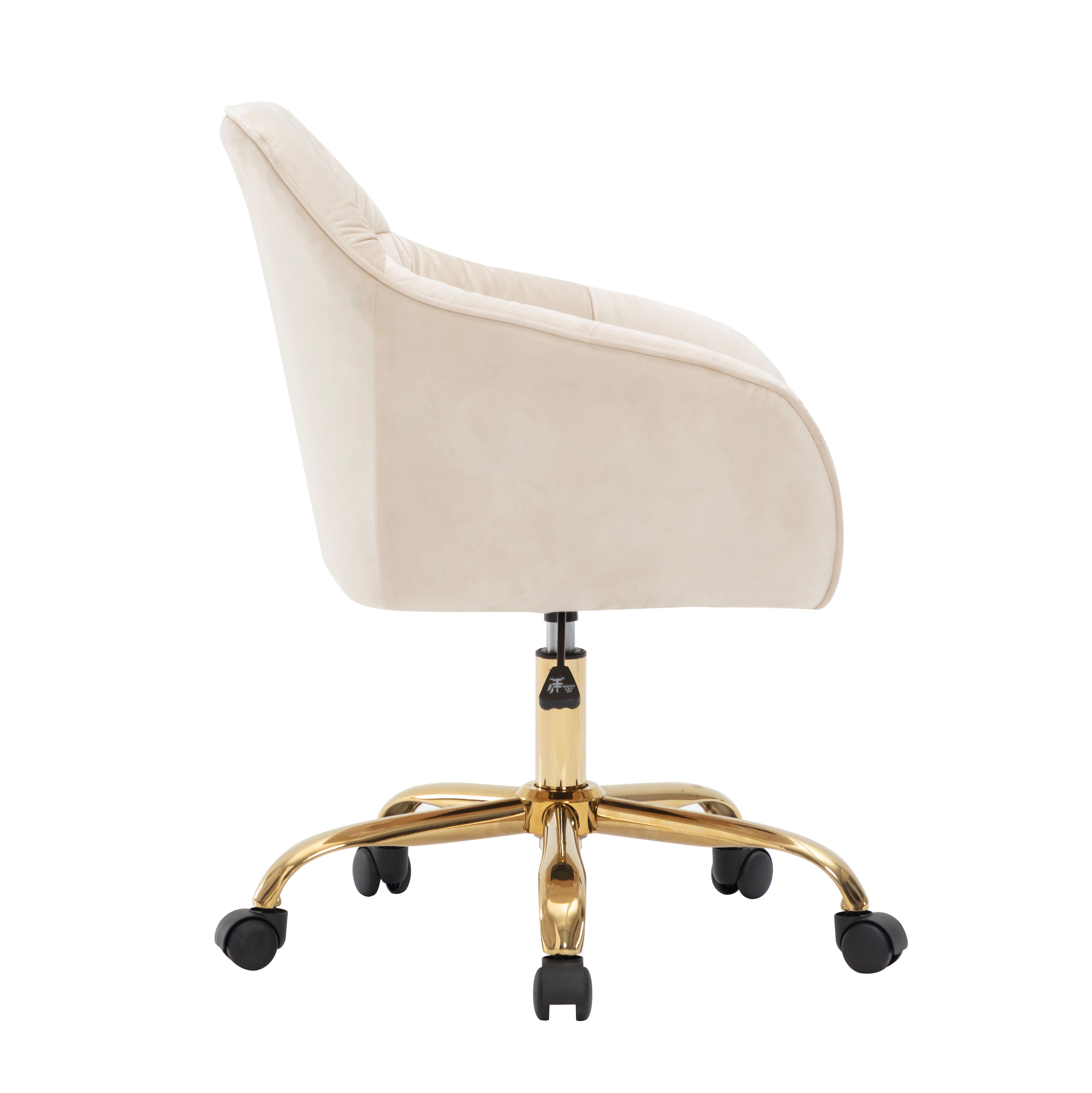 Celya Rollen 360° Goldfarben und Armlehne drehbar Mit Beige | und mit Rückenlehne Armlehne,Home-Office, Drehstuhl (1 St),Drehhocker