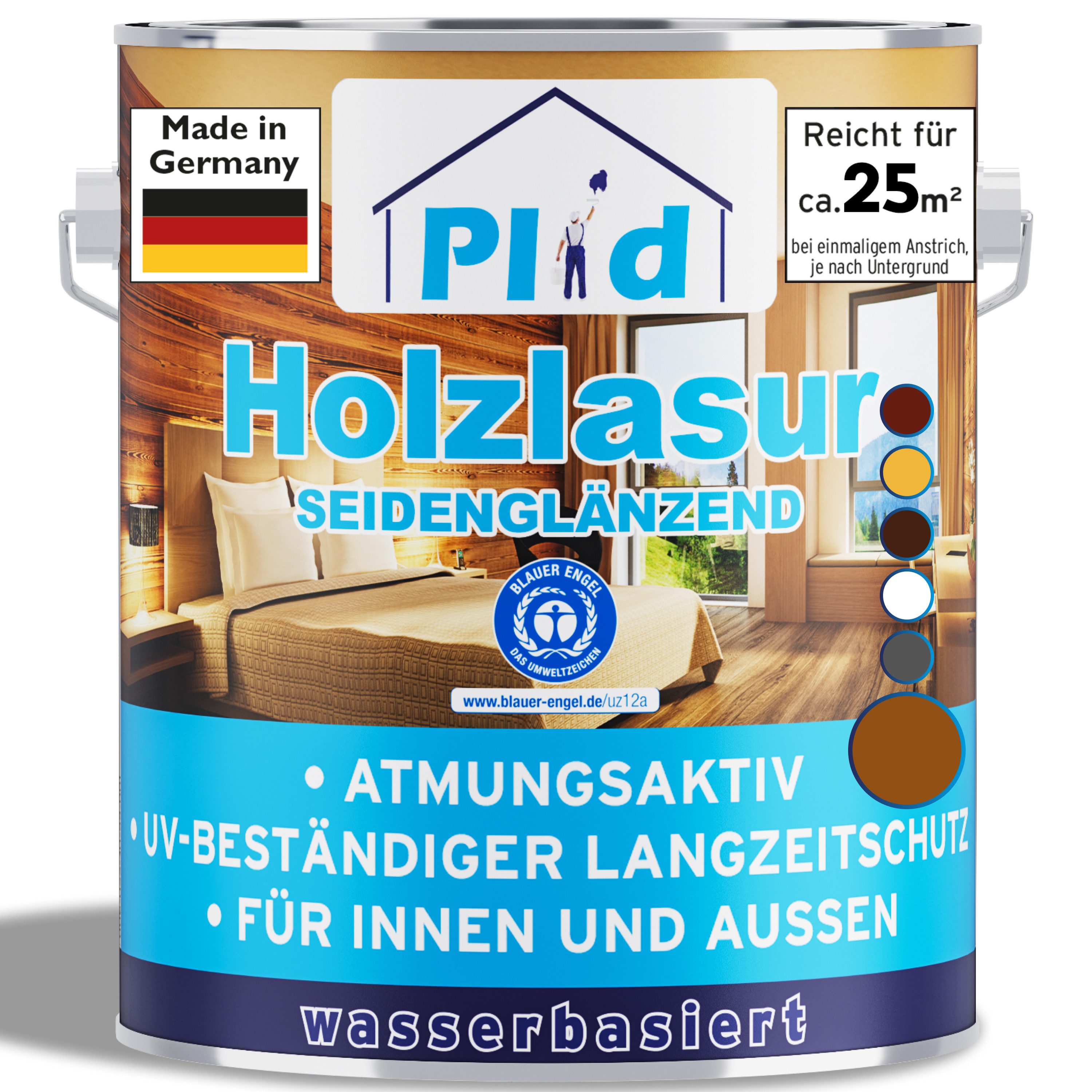 plid Holzschutzlasur Premium Holzschutzlasur Holzlasur Holzschutz Holzgrundierung Set, Schnelltrocknend
