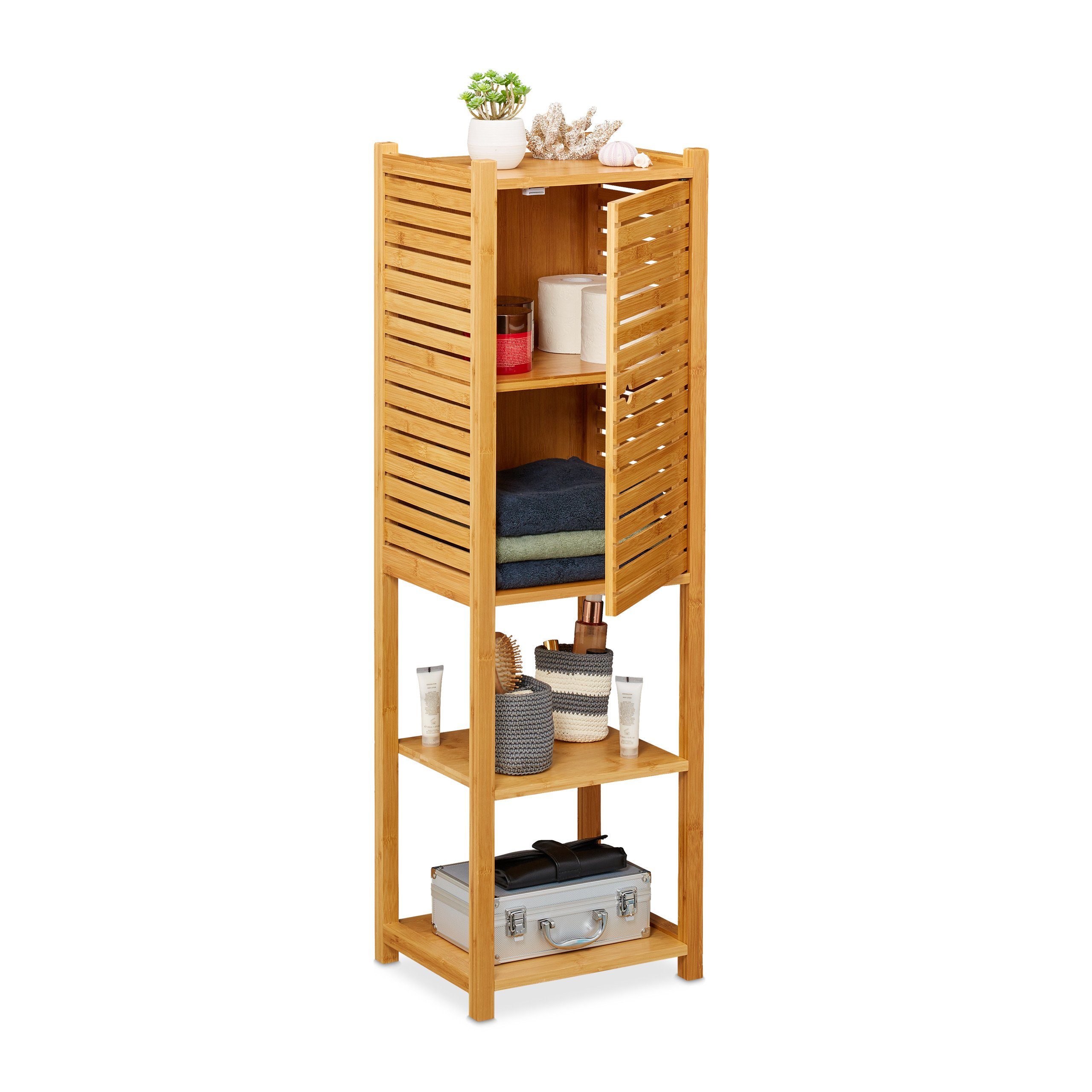 relaxdays Badregal Bambus mit Tür günstig online kaufen