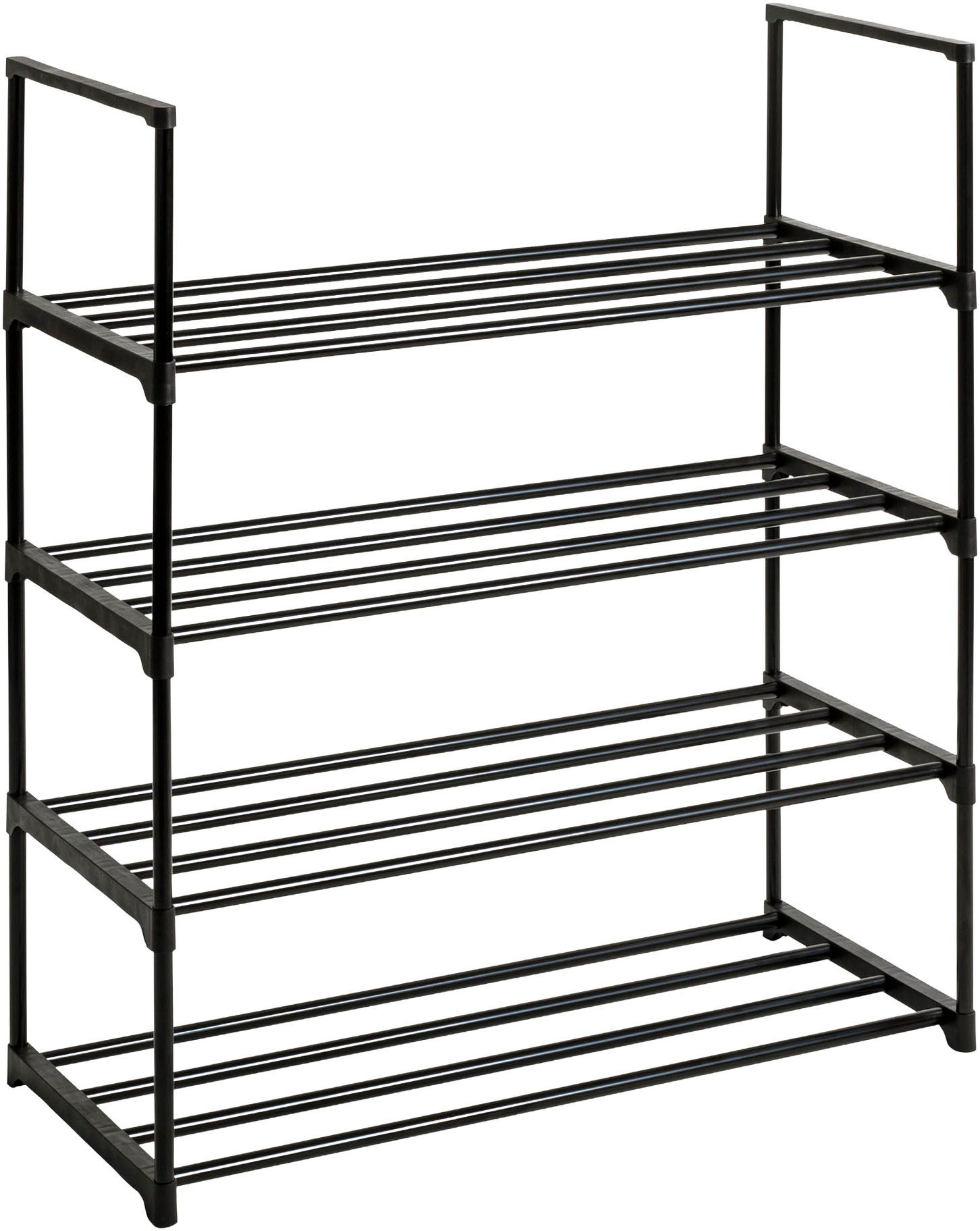 HAKU Schuhregal Schuhaufbewahrung, rechteckig - aus Metall Schwarz - B/T/H 67/30/81 cm
