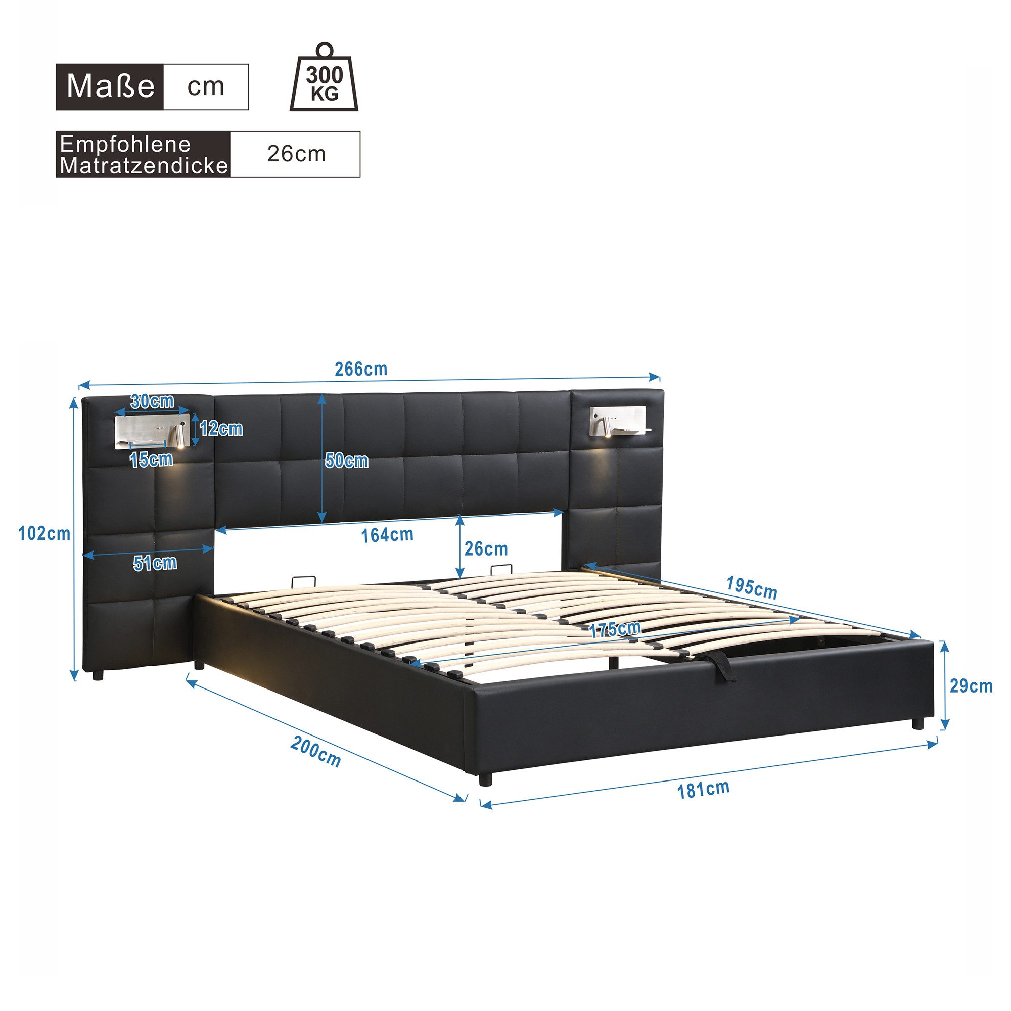Ulife Boxspringbett Leinen Polsterbett mit USB-Port günstig online kaufen