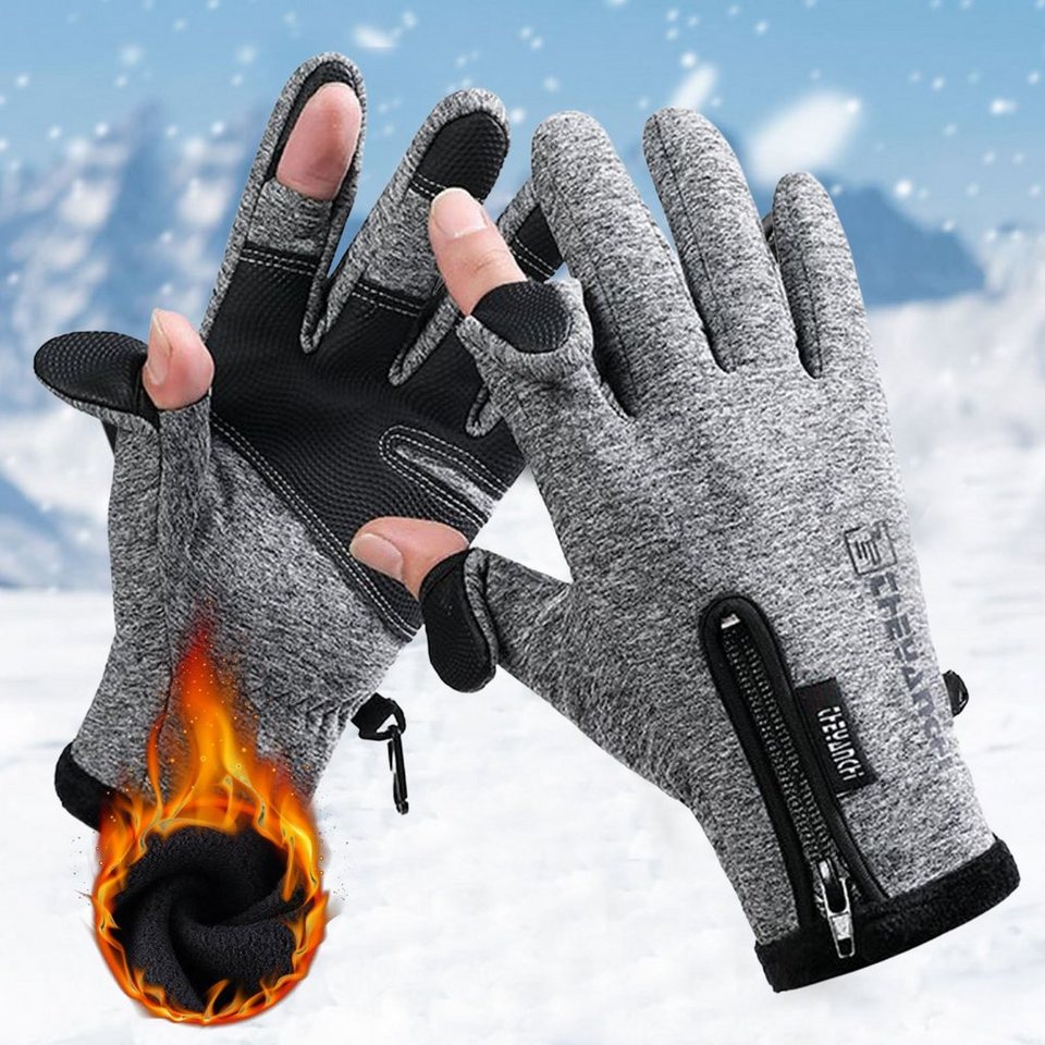 Rutaqian Angelhandschuhe USB elektrische Heizung Angler Handschuhe  Thermohandschuhe (Touch Screen ZipperManschetten Fingerspitze Öffnung  Fishing Gloves, Einstellbare Temperatur Winter Warme Handschuhe  Sporthandschuhe) für Männer Frauen Idee für