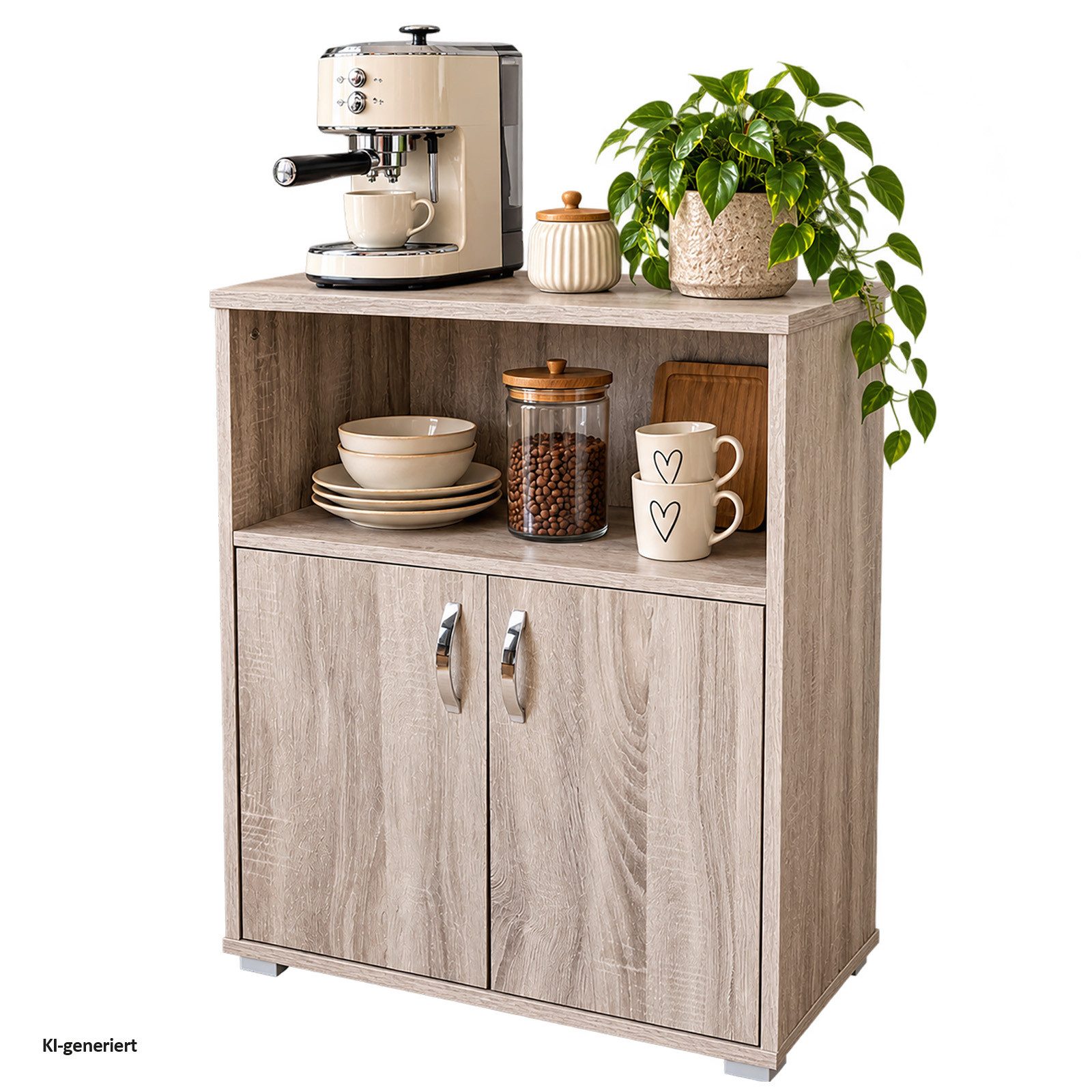 HTI-Living Hochschrank Küchenschrank Sonoma Blanca (Stück, 1-St., 1 Küchenschrank) Anrichte Mehrzweckschrank