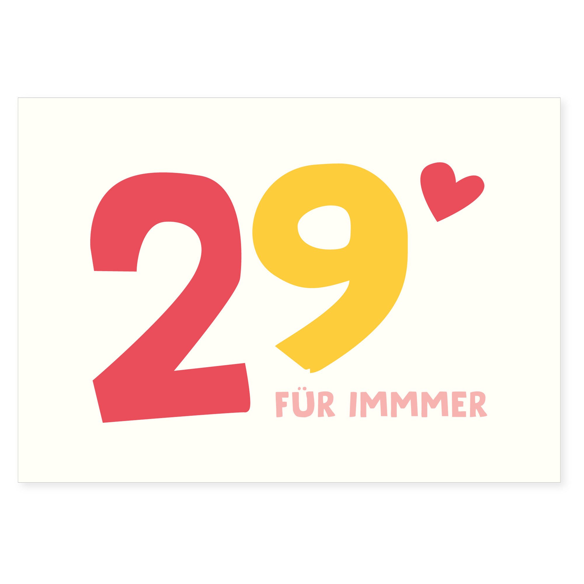 Postkarte Postkarte "29 für IMMMER" aus Recyclingpapier