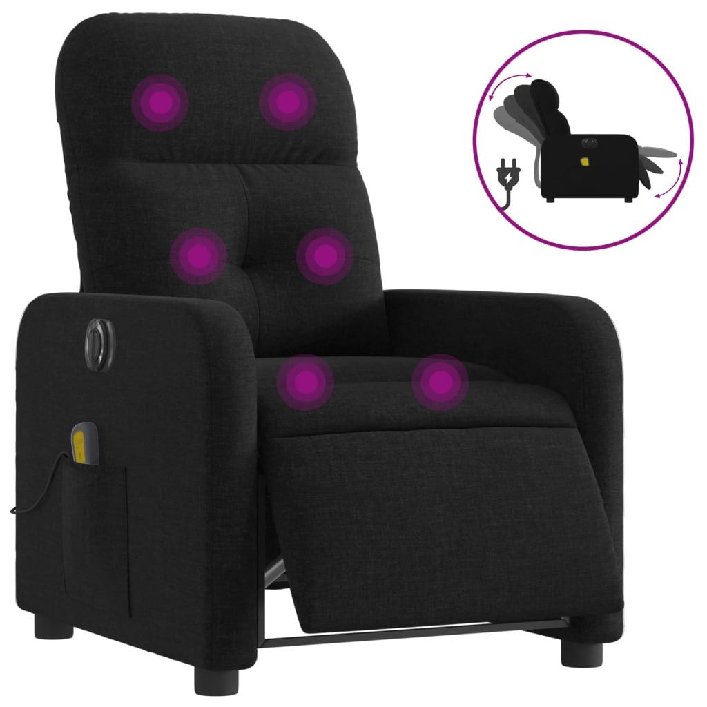 vidaXL Sessel Massagesessel Elektrisch Schwarz Stoff günstig online kaufen