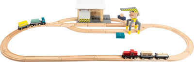 Small Foot Spielzeug-Eisenbahn Güterbahnhof mit Zubehör