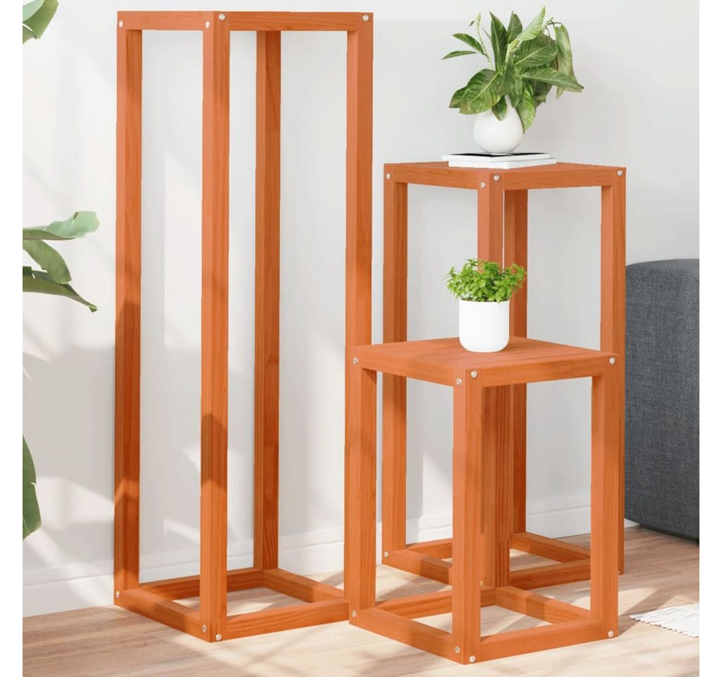 Thumbnail - vidaXL Blumenständer, Pflanzenständer 3 Stk. Wachsbraun Massivholz Kiefer