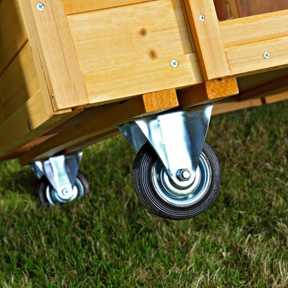 Melko Hühnerstall Hühnerhaus Kaninchenkäfig Hasenstall Braun 214 CM Überdachung, Wetterfest