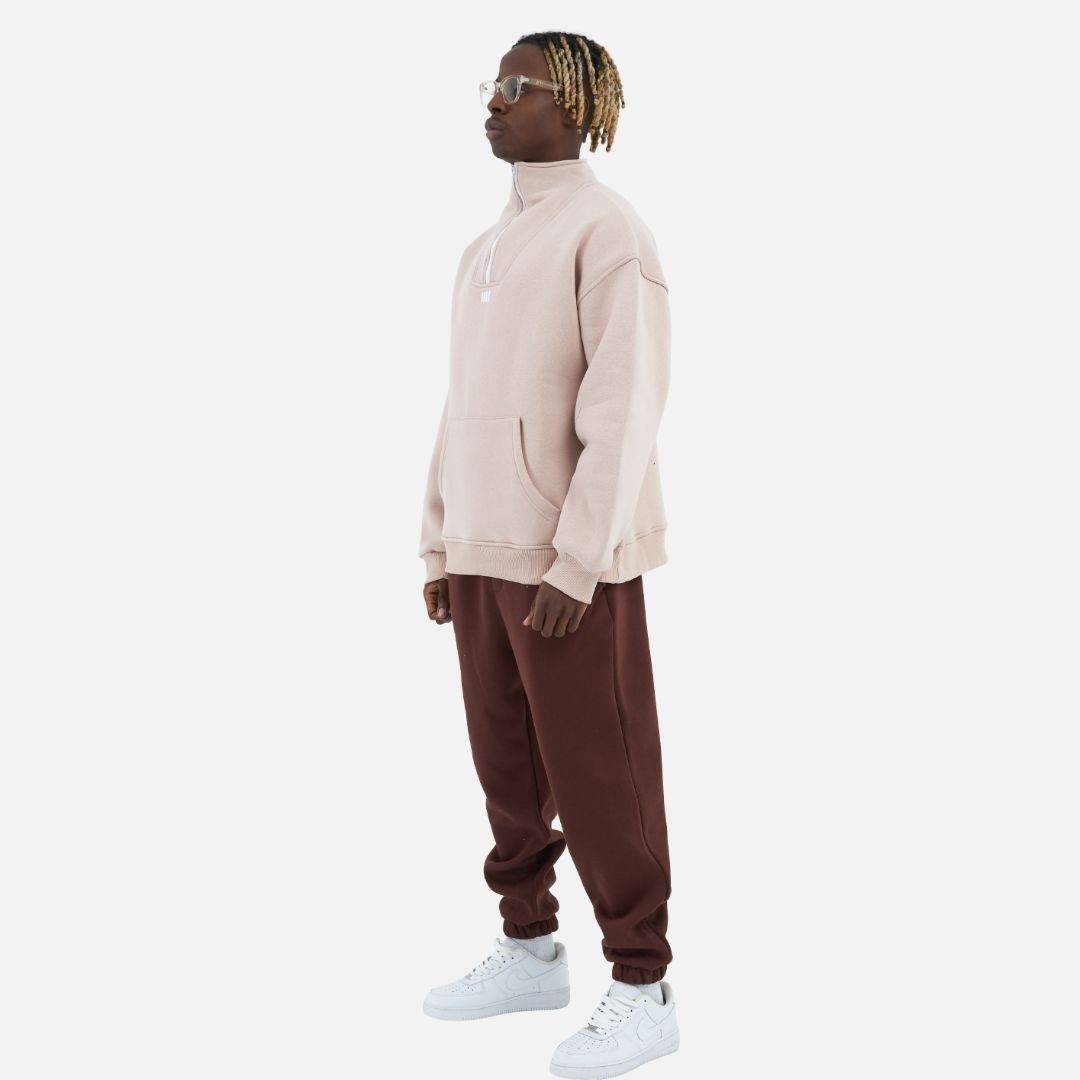 Longsweatshirt Zipper Hoodie Sweater Cotton Sweatshirt Reißverschluss Drop Shoulder