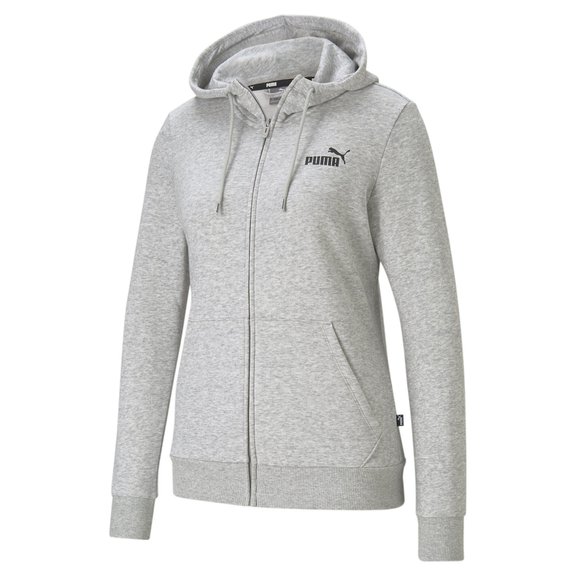 PUMA Sweatshirt Essentials Kapuzenjacke Damen Light Gray Heather