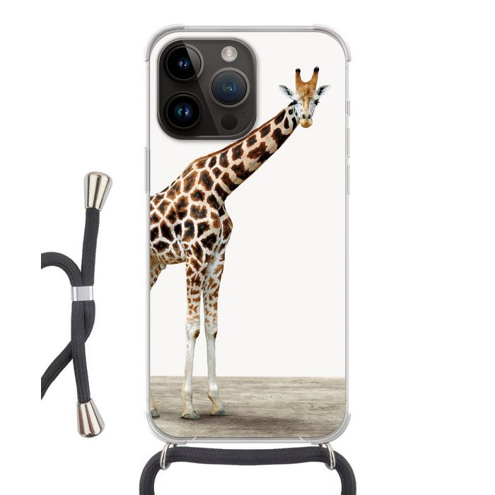 MuchoWow Handyhülle Giraffe - Tiere - Weißer Hintergrund - Kinder - Junge - Mädchen Handyhülle Telefonhülle Apple iPhone 14 Pro
