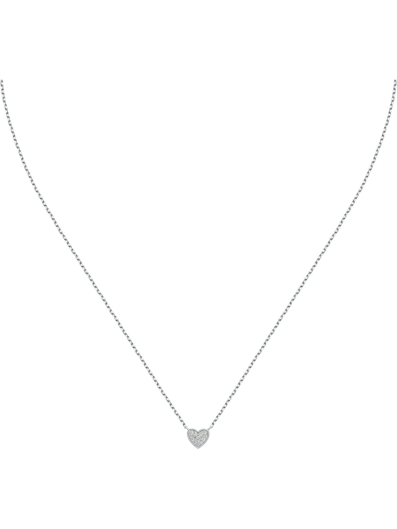 Silberkette FAVS Damen-Kette 925er Silber 15 Zirkonia Herz