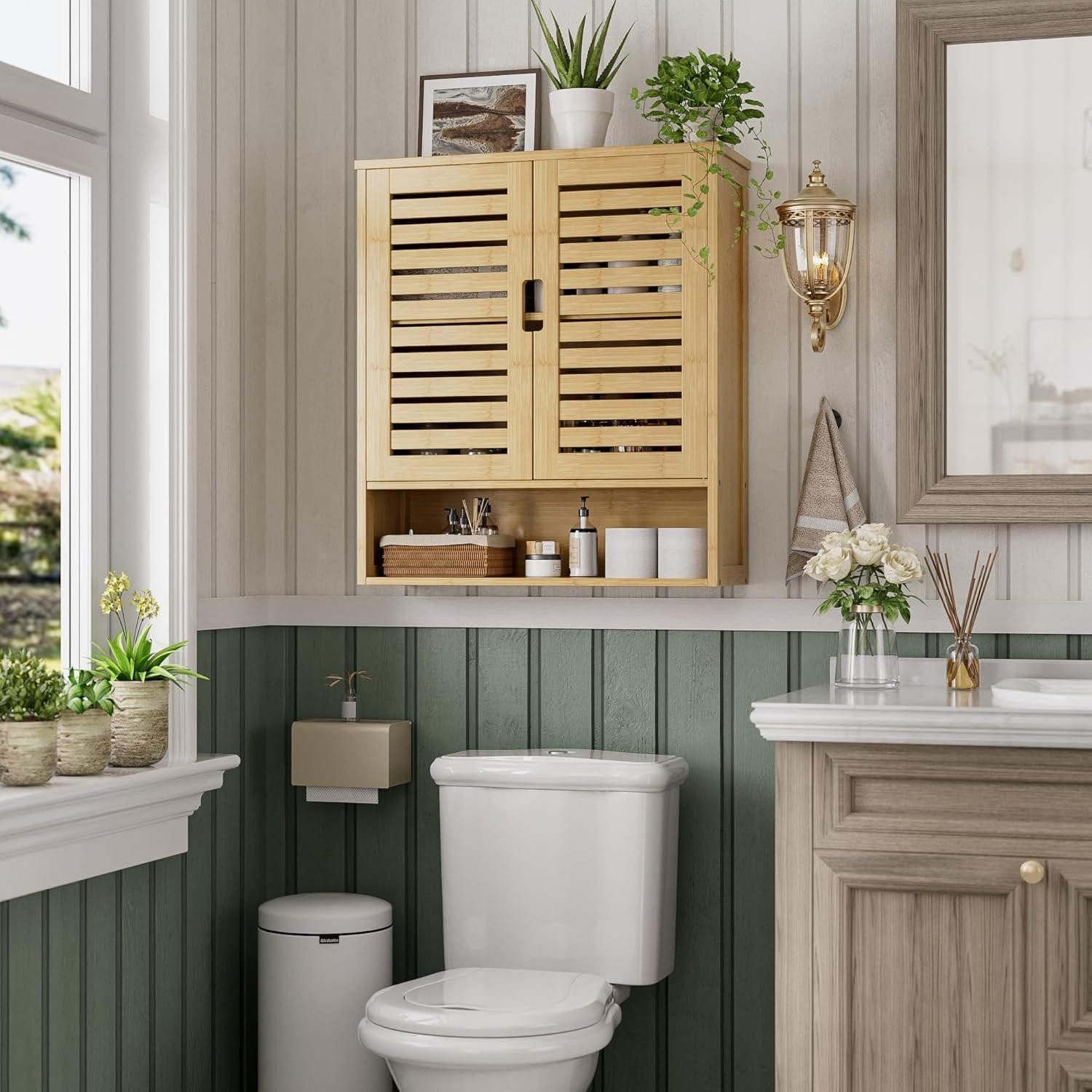 LuxusKollektion Büro-Set Badezimmerschrank Bambus Wandmontage Toilette günstig online kaufen