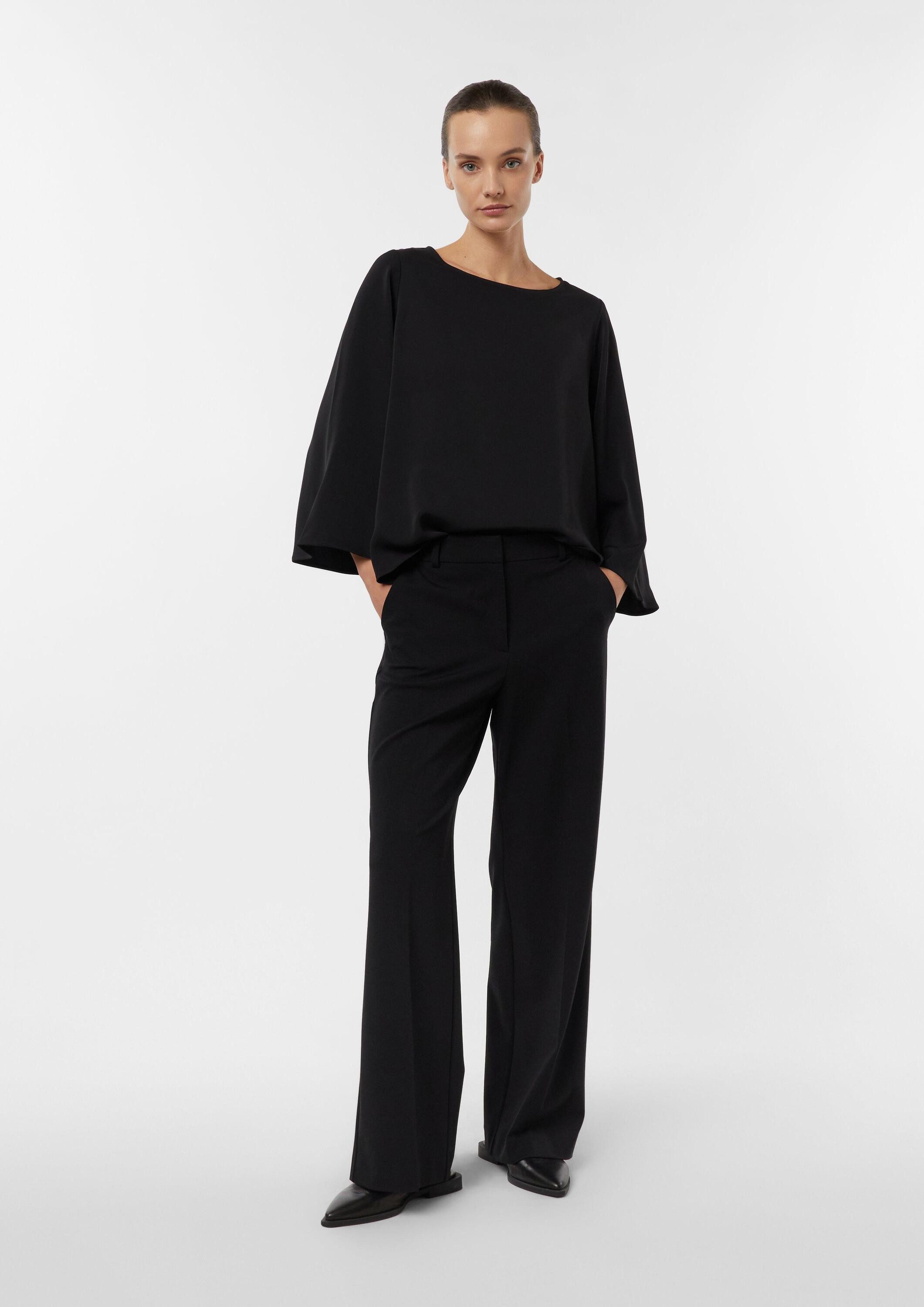 comma Kurzarmbluse Bluse Fließende Bluse mit weitem Ärmel
