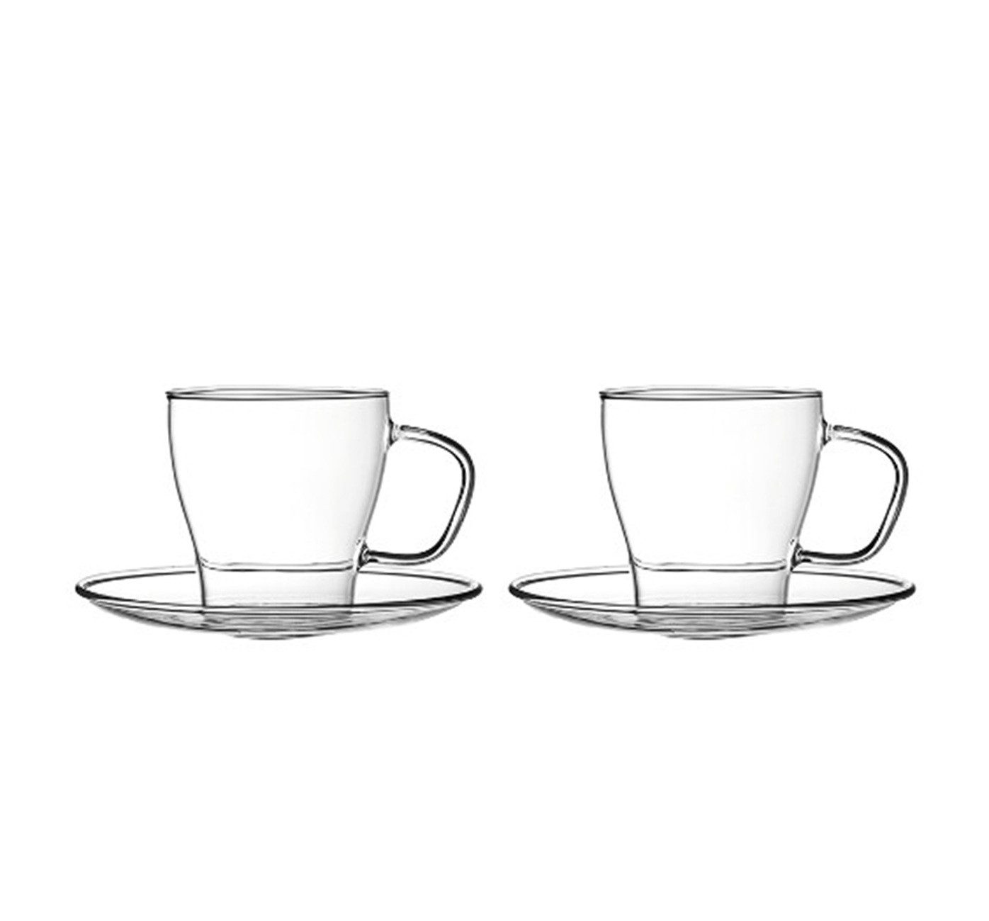 Schäfer Elektronik Gläser-Set Nisa 4 teiliges Gläser-Set mit Unterteller & Henkel, 200 ml, 4-tlg., aus Borosilikatglas, Spülmaschinengeeignet