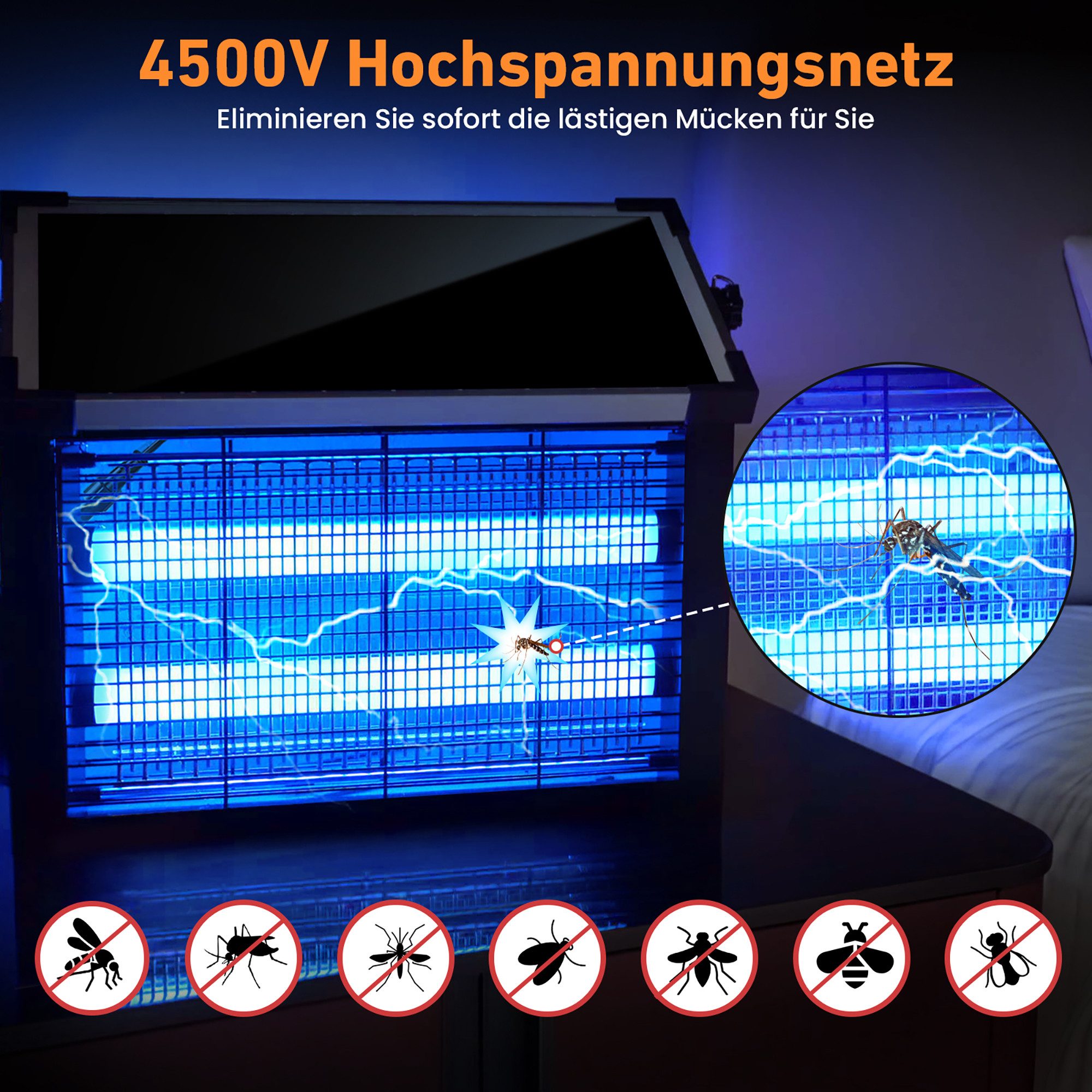 ANYSUN Insektenvernichter elektrisch UV Mückenlampe Innen, 4000 mAh wiederaufladbar Akku