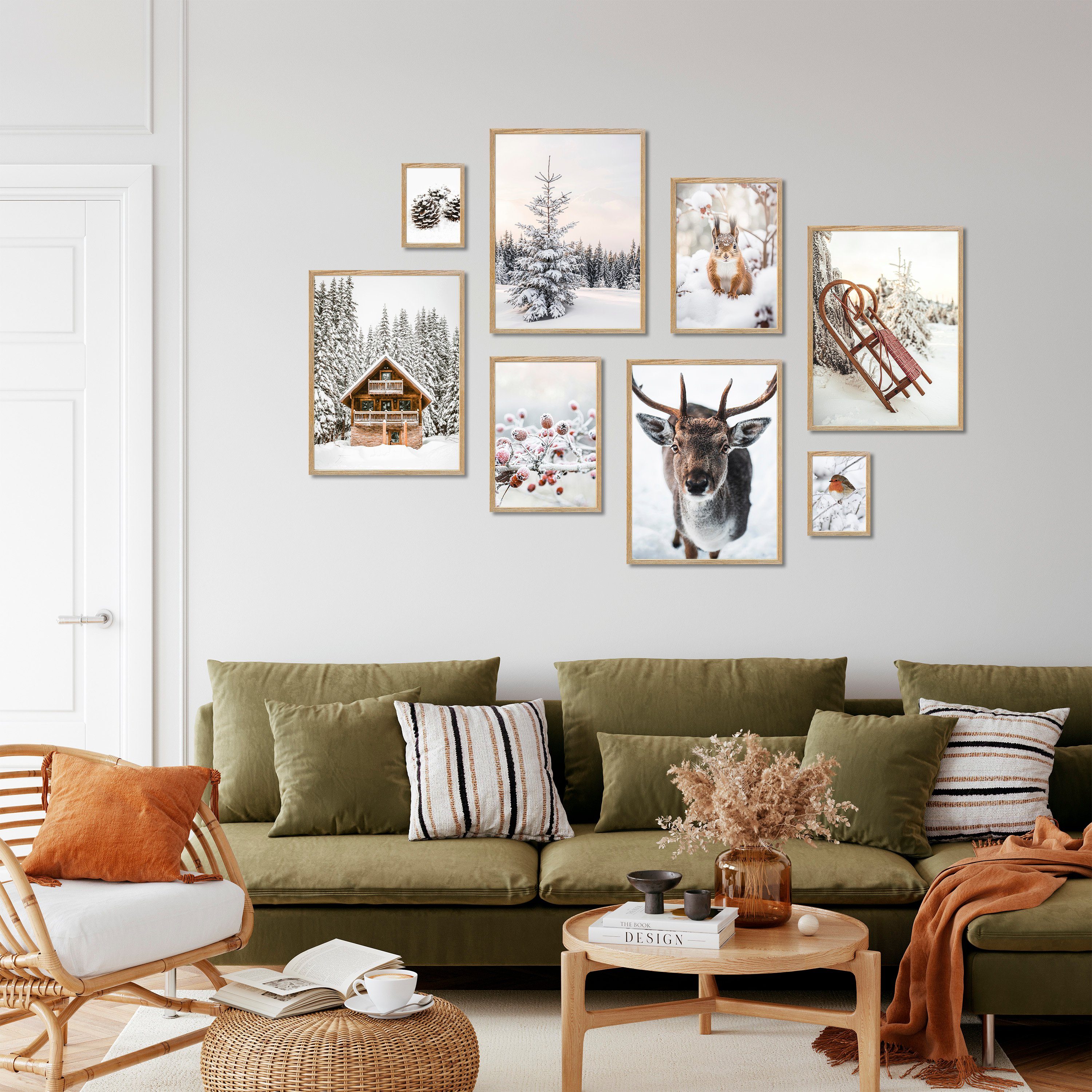 ARTFAVES Bilder-Collage Poster Set - Winter Wonderland I Schnee Tiere Winte günstig online kaufen