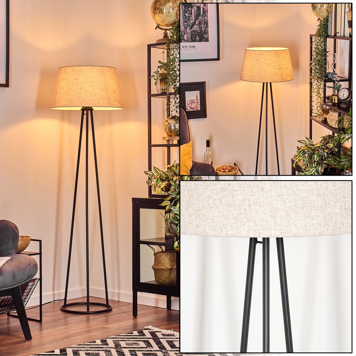 hofstein Stehlampe Stehlampe aus Metall/Stoff in günstig online kaufen
