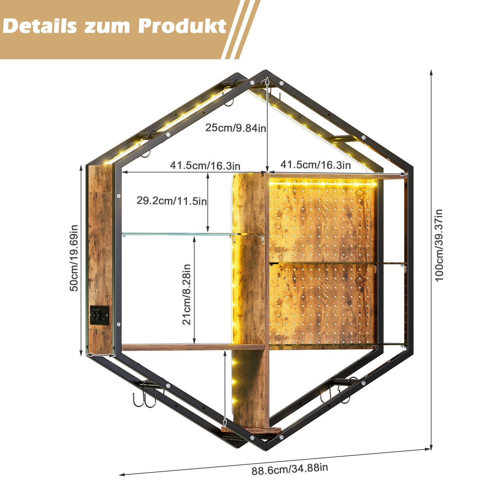TWSOUL Wandregal Gaming Wandregal mit RGB LED-Beleuchtung,Höhenverstellbar, günstig online kaufen