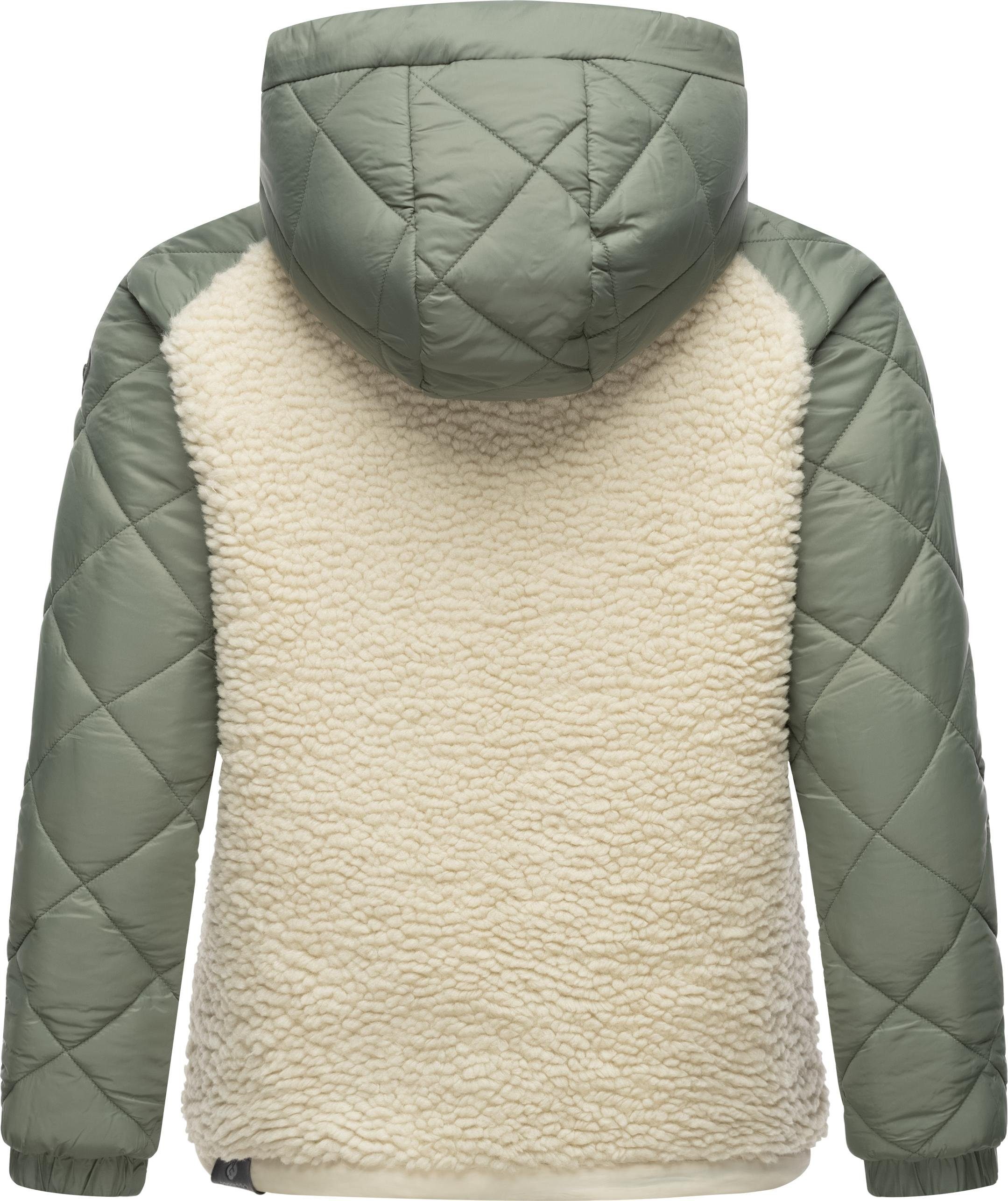 Ragwear Outdoorjacke Leeloo Damen Übergangsjacke aus Teddyfleece mit gesteppten Ärmeln