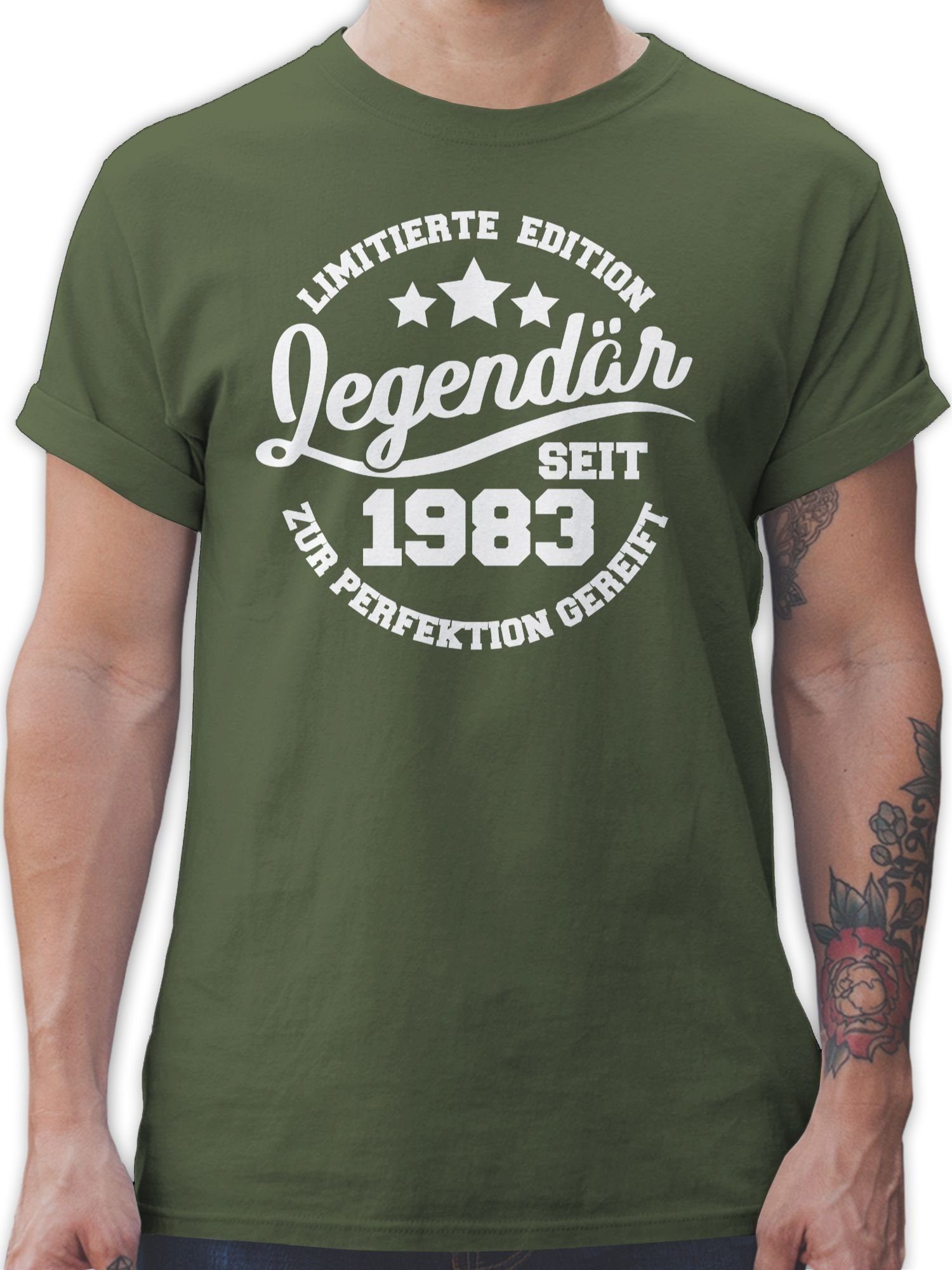 Shirtracer T-Shirt Legendär seit 1983 - weiß 40. Geburtstag 2 Army Grün