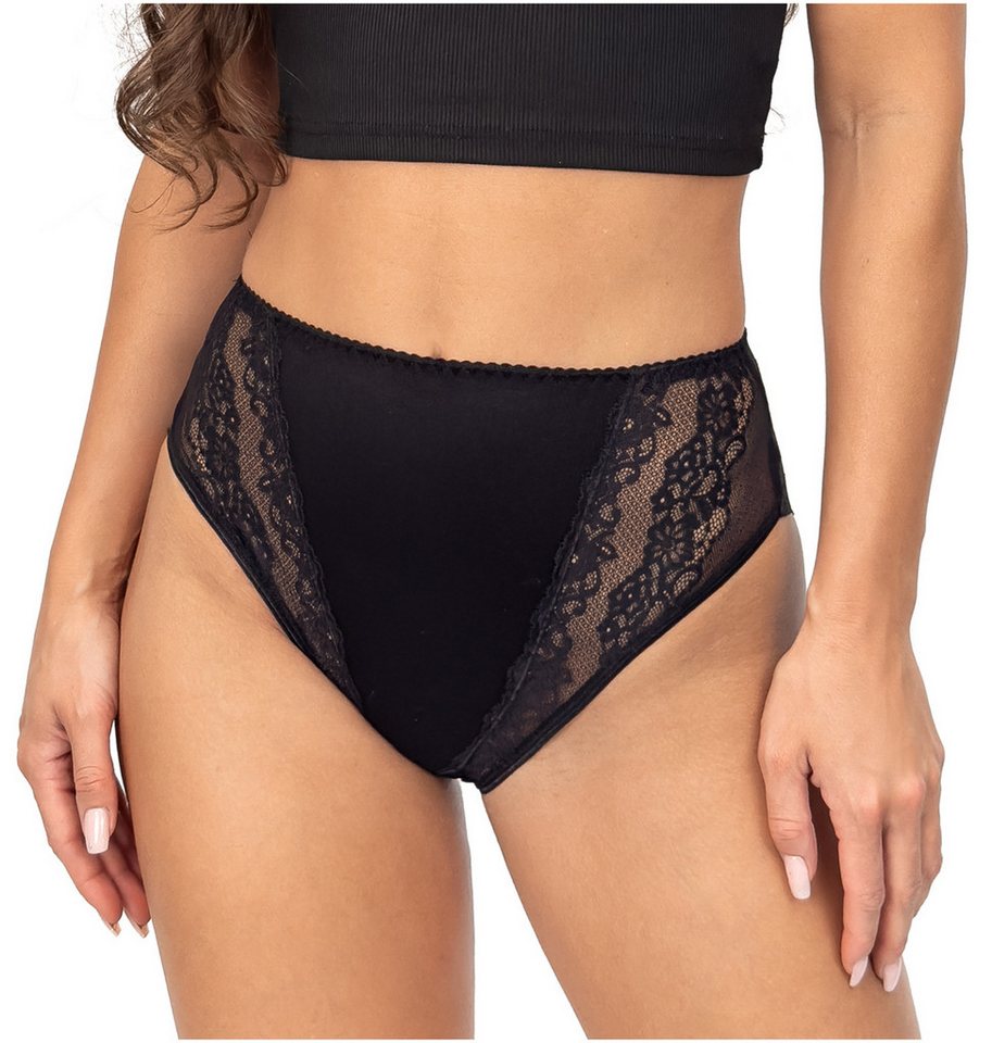 Donna Taillenslip 228 (2-St) Damen 2er Pack Taillen Slips Unterhosen florale Spitze Viskose