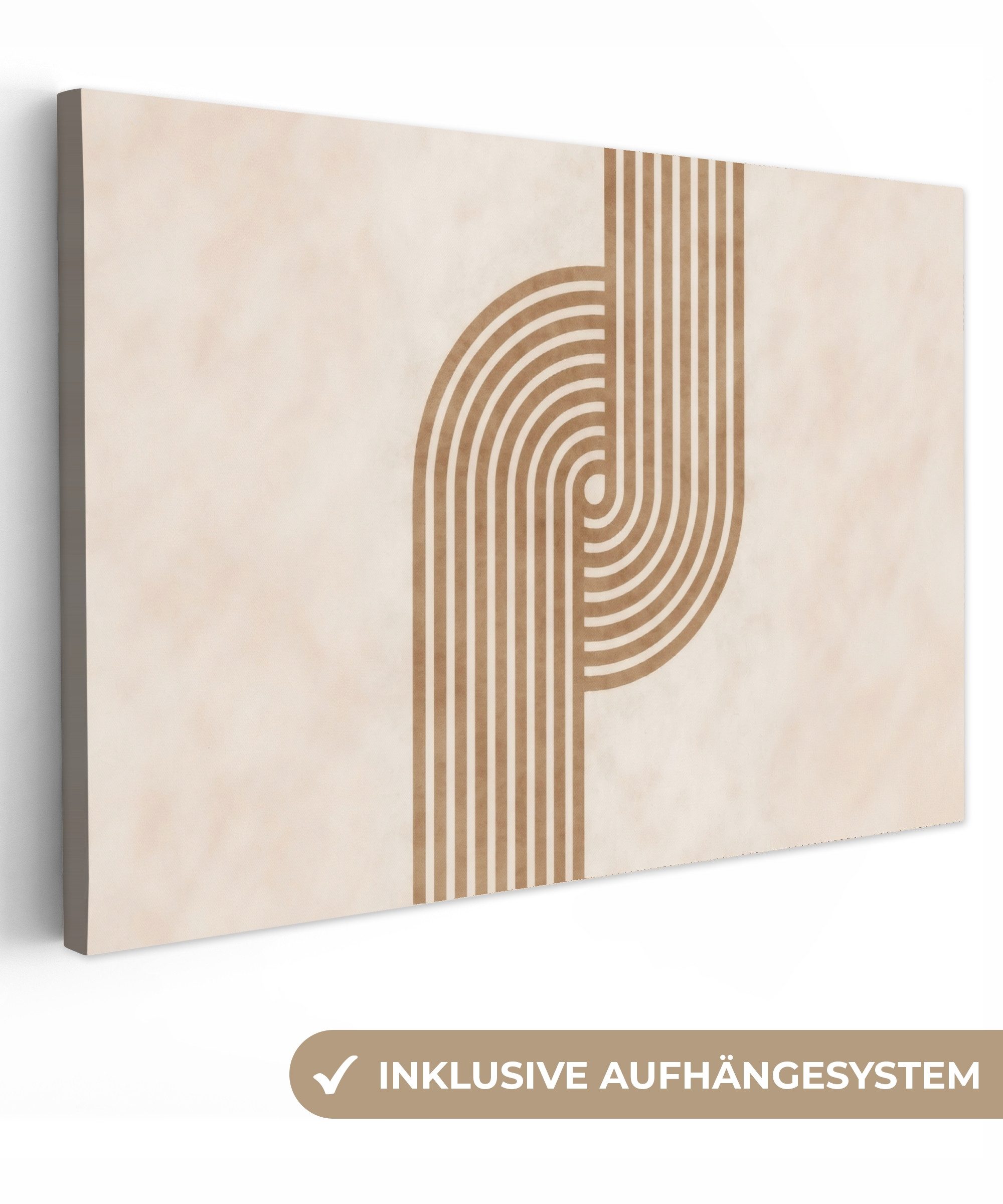 OneMillionCanvasses® Leinwandbild Symmetrische Biegung - kupferfarbig, Fotodruck (1 St), Leinwand Bilder Klein, Wand Dekoration Aesthetic 30x20 cm