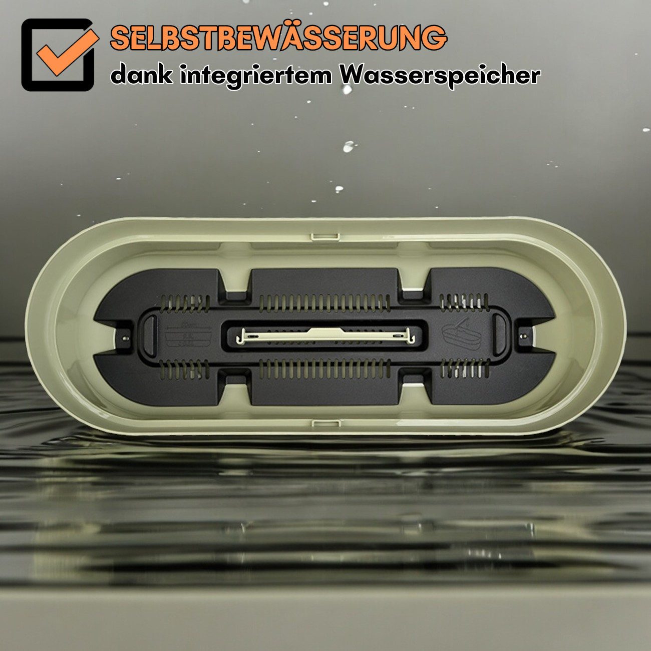 Engelland Blumenkasten mit Wasserspeicher/Drainagesystem und Abstandshalter (Vorteils-Set, 3 St), Blumentopf, 50 cm, PP-Kunststoff, Balkonkasten, länglich, form – Bild 4 von 5