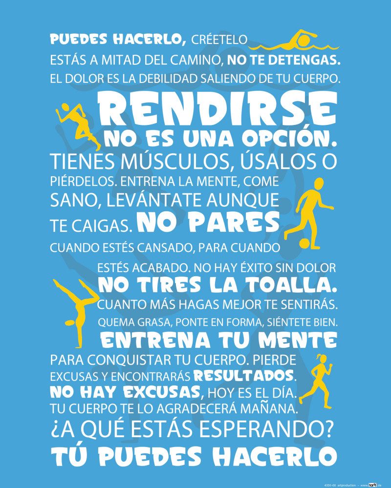 1art1 Poster Motivation Kunstdruck Bild - Fitness, TÃº Puedes Hacerlo