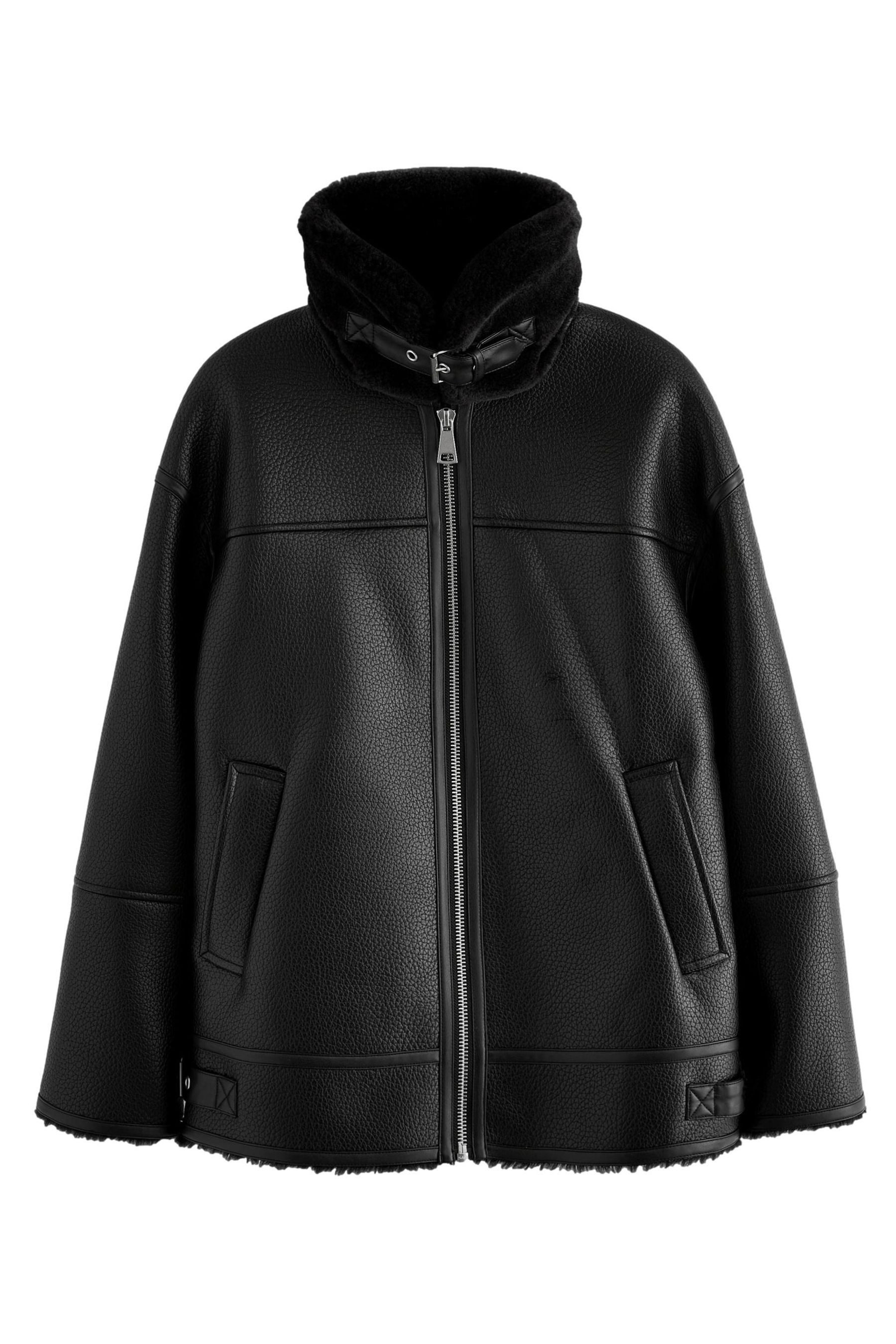 Lederimitatjacke Pilotenjacke im Bikerstil aus Lederimitat