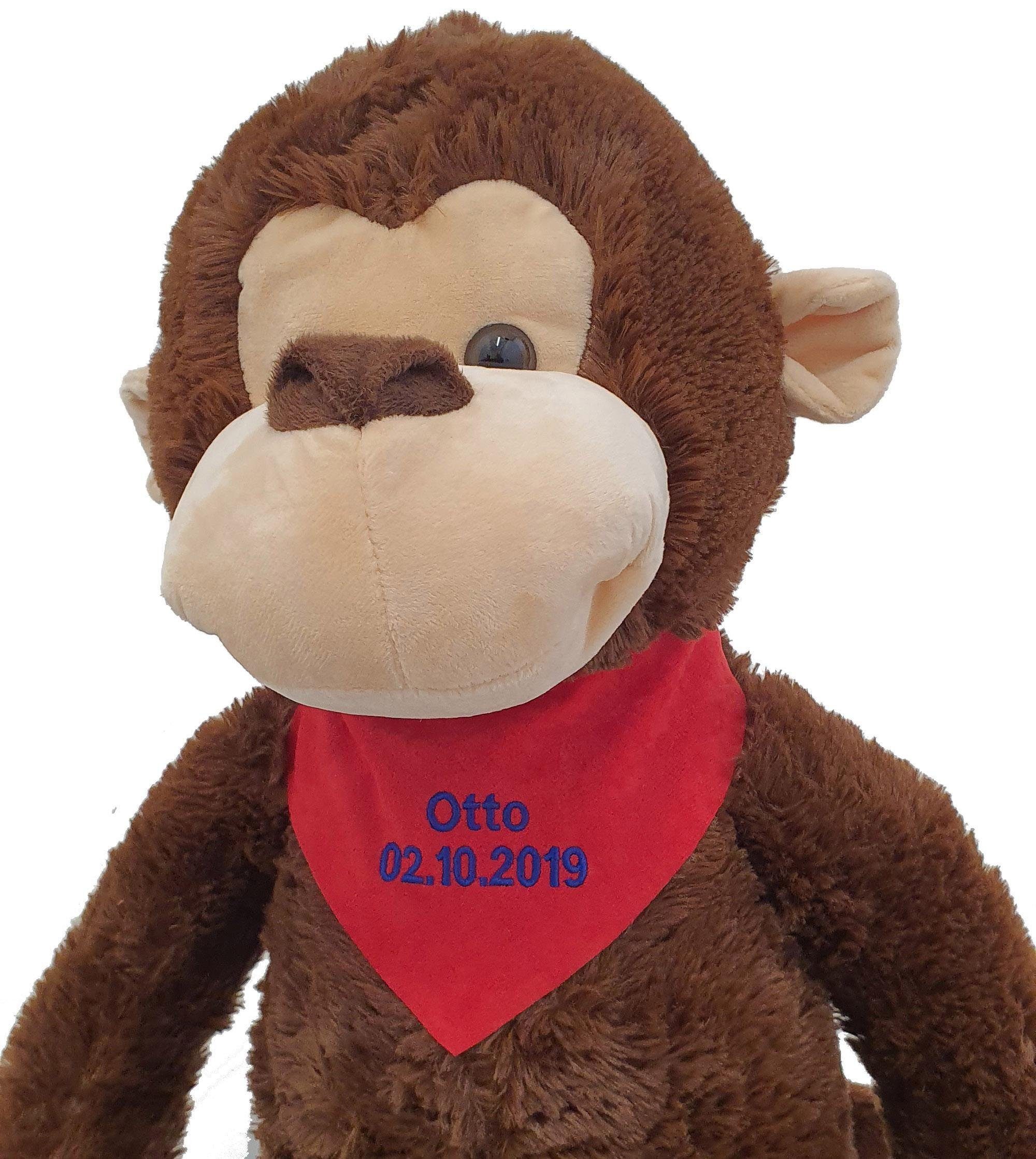 Heunec® Kuscheltier Misanimo, Affe schlenkernd, 100 cm, mit individuell bestickbarem Halstuch