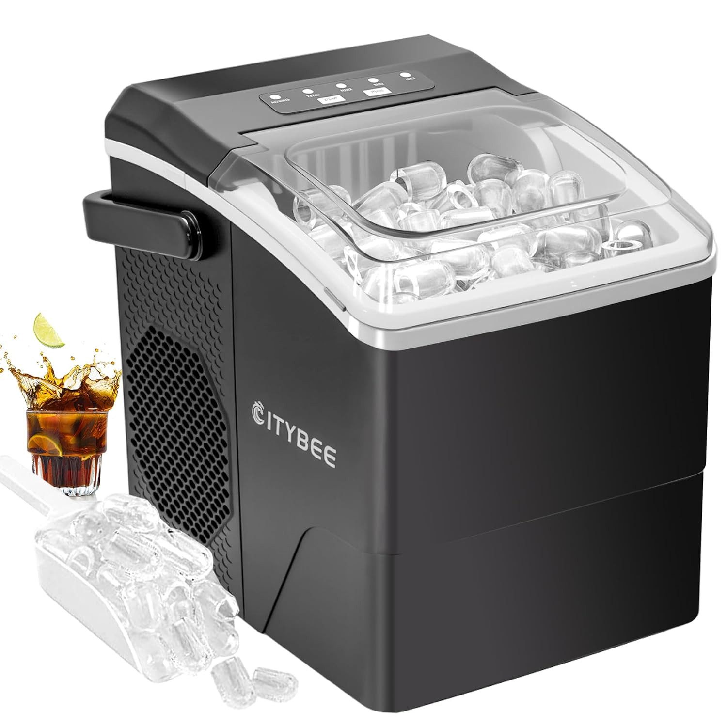 ZMH Eiswürfelmaschine Eiswürfelbereiter mit Tragbarem 2 Größen von Bullet Büro Camping Party, 1,3 Liter Eiswürfelbereiter 9 Eiswürfel in 6 Minuten 125W