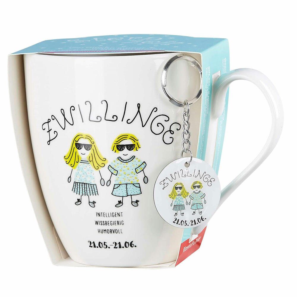 Ritzenhoff & Breker Becher Astro Zwillinge, 1-tlg., Porzellan, mit Schlüsselanhänger