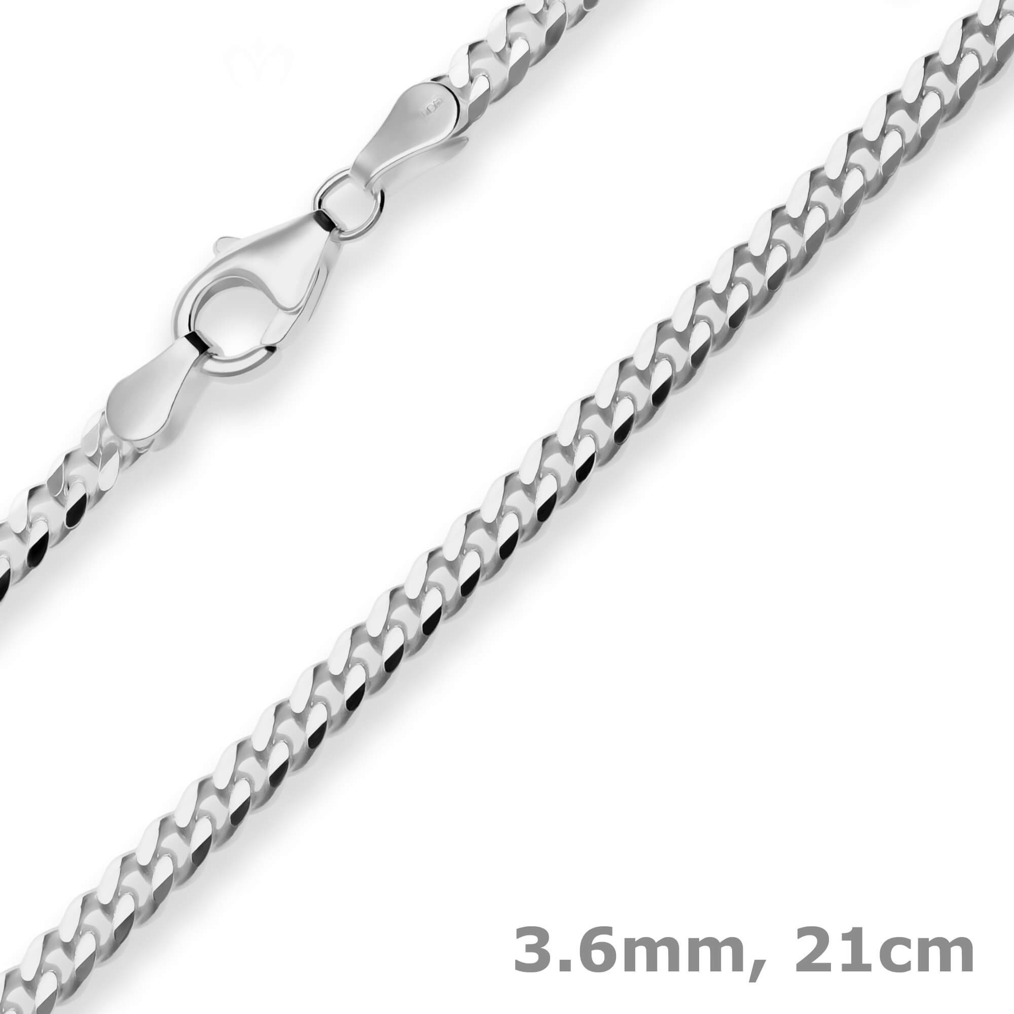 Schmuck Krone Panzerarmband 3,6mm Armband Panzerkette aus 925 Silber rhodiniert 21cm, Silber 925