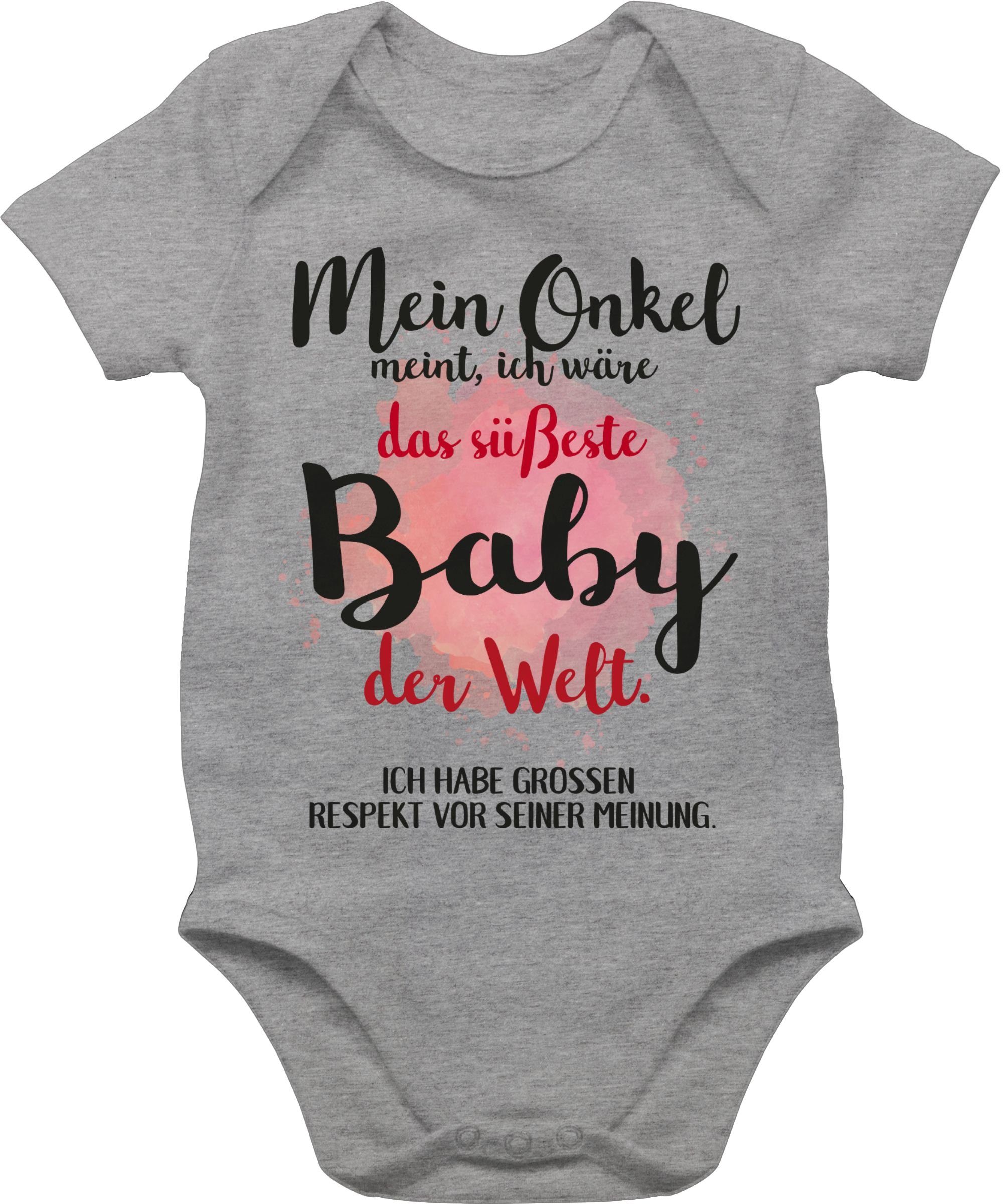 Shirtracer Shirtbody Mein Onkel meint, ich wäre das süßeste Baby der Welt. Strampler Baby Mädchen & Junge 2 Grau meliert