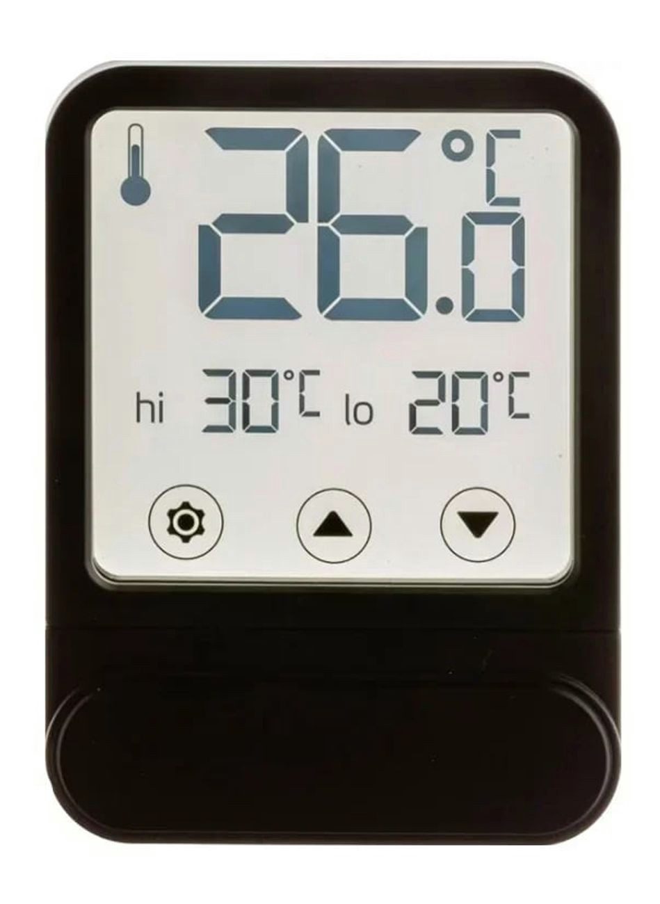 Westfalia Werkzeug Fensterthermometer Fensterthermometer, LCD-Display, Temperatur- und Uhrzeitanzeige