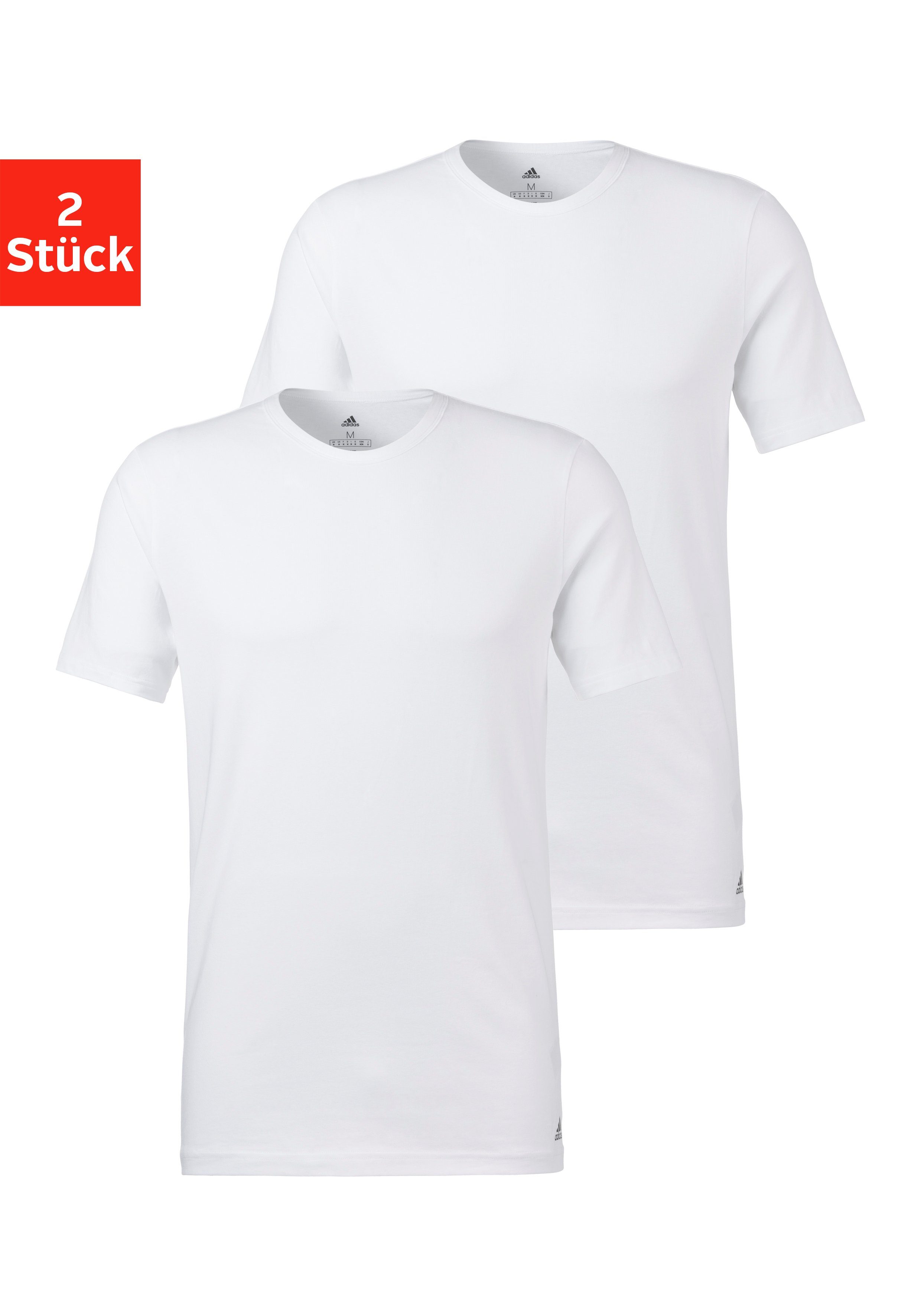 adidas Sportswear T-Shirt (2er-Pack) mit weiß Rundhalsausschnitt