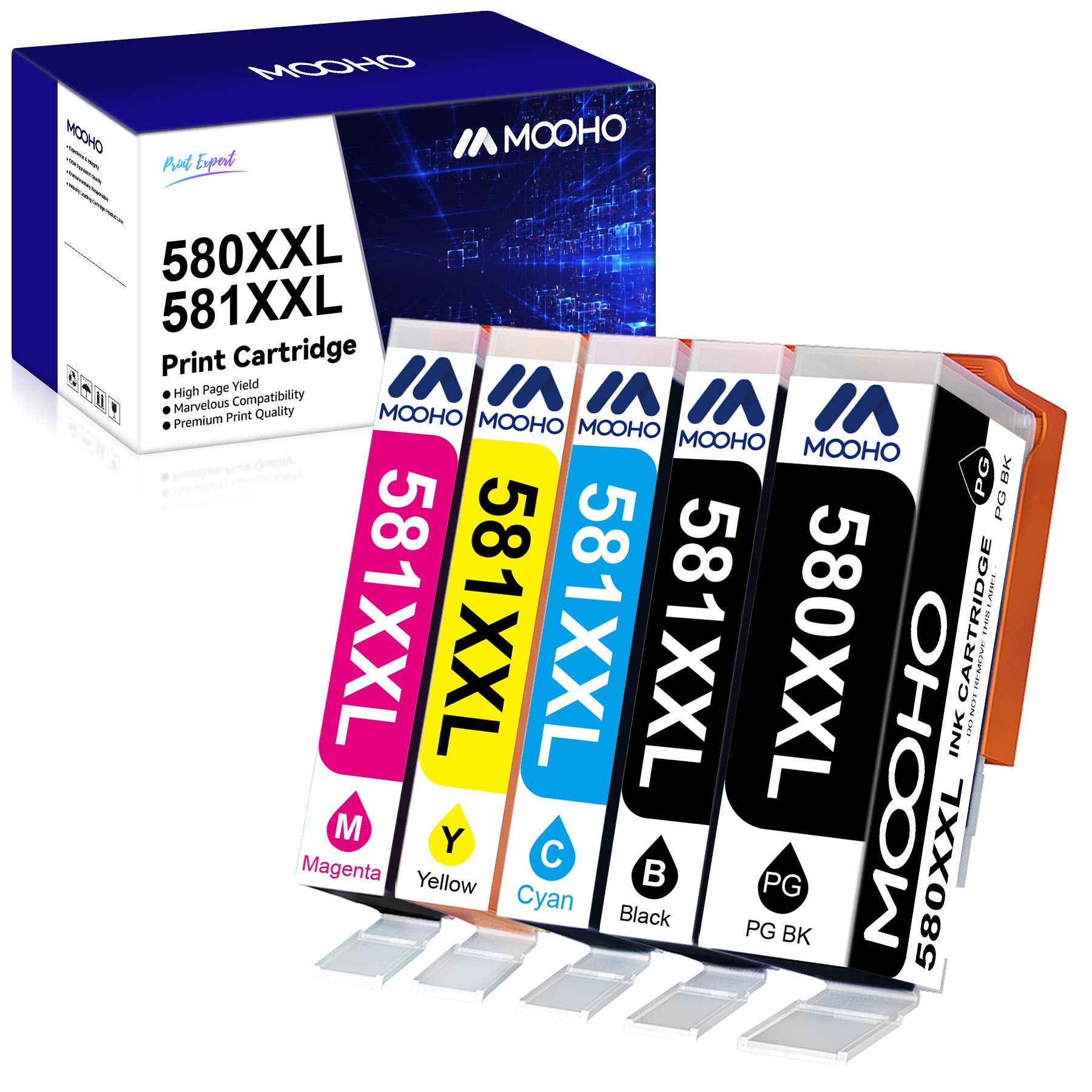 MOOHO Multipack Kompatibler Ersatz für Canon 580xl 581xl Druckerpatrone Tintenpatrone (TS6351 TR7550 TS8250 TS8151 TS8150 TS6251 TS6200 TS6151 TS8350, TS6250 TS8351 TS9150 TR8550 TS9550 TS6350 TS705 TS6150)