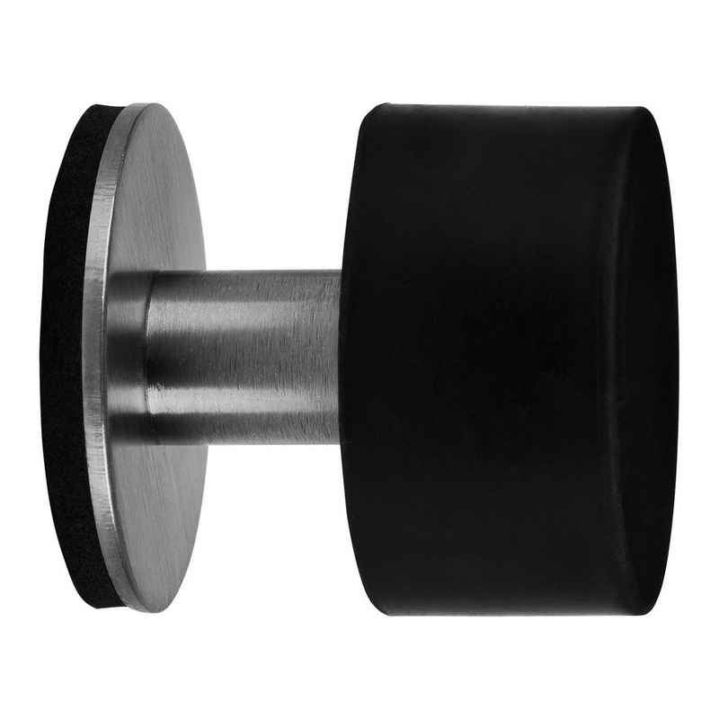 SO-TECH® Wandtürstopper HEKTOR Ø 40 mm H: 40 mm Edelstahl/schwarz Anschlagpuffer (1 St), Türanschlagpuffer Anschlagschutz, selbstklebend ohne Bohren