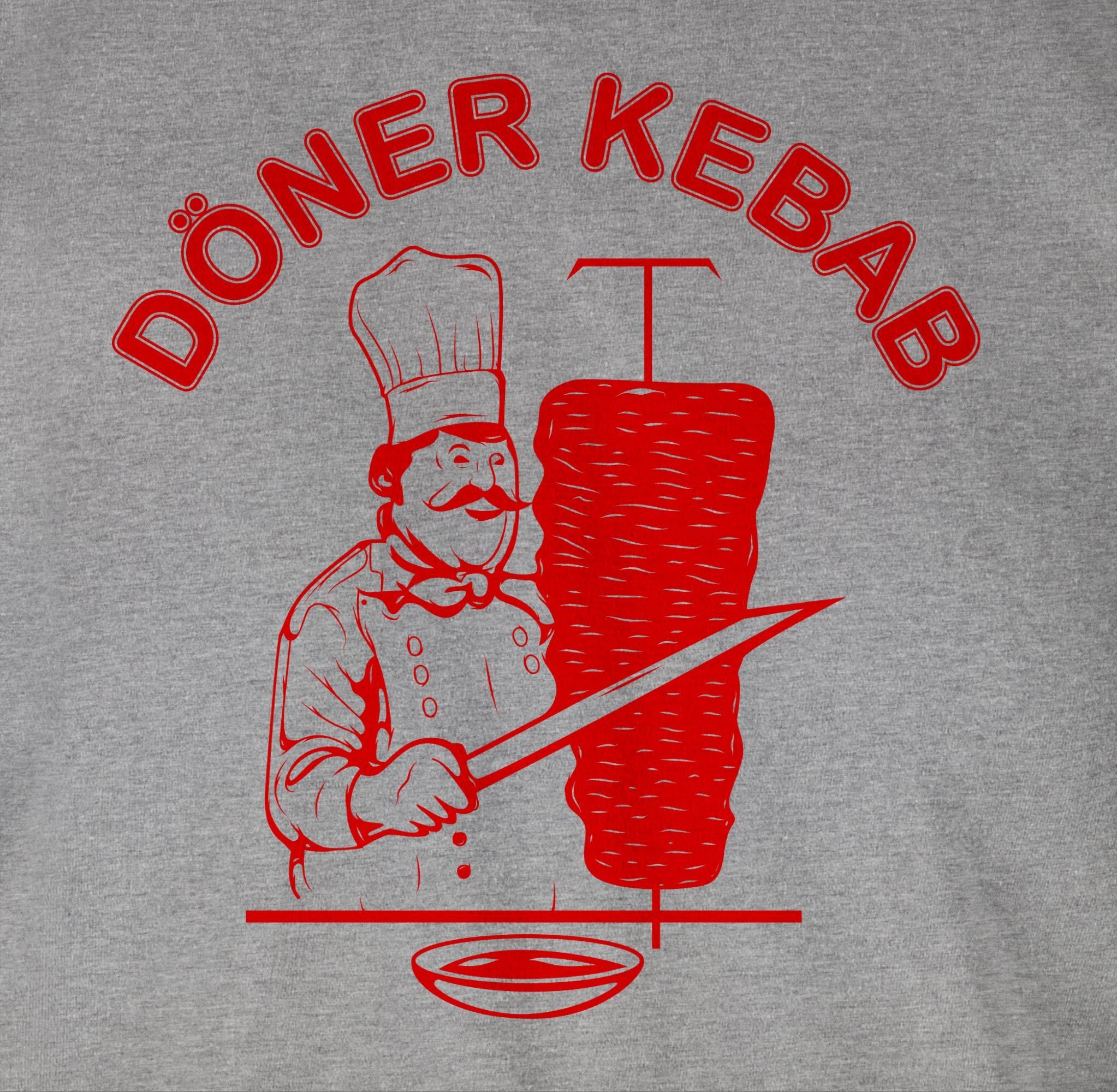 Shirtracer T-Shirt Original Kebab Logo Karneval Fasching meliert 01 Döner & Grau