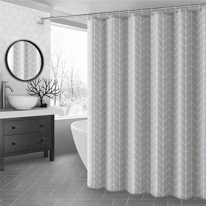 RefinedFlare Duschvorhang Wasserdichter langer Duschvorhang mit grauem geometrischem Muster (1-tlg)